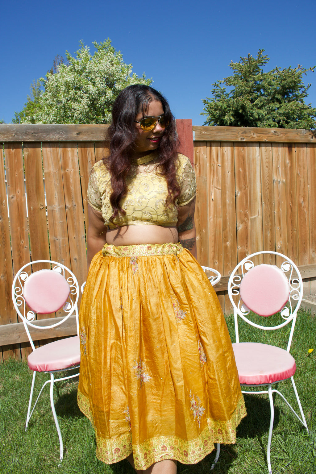 Turmeric Twirl Tales Midi Skirt