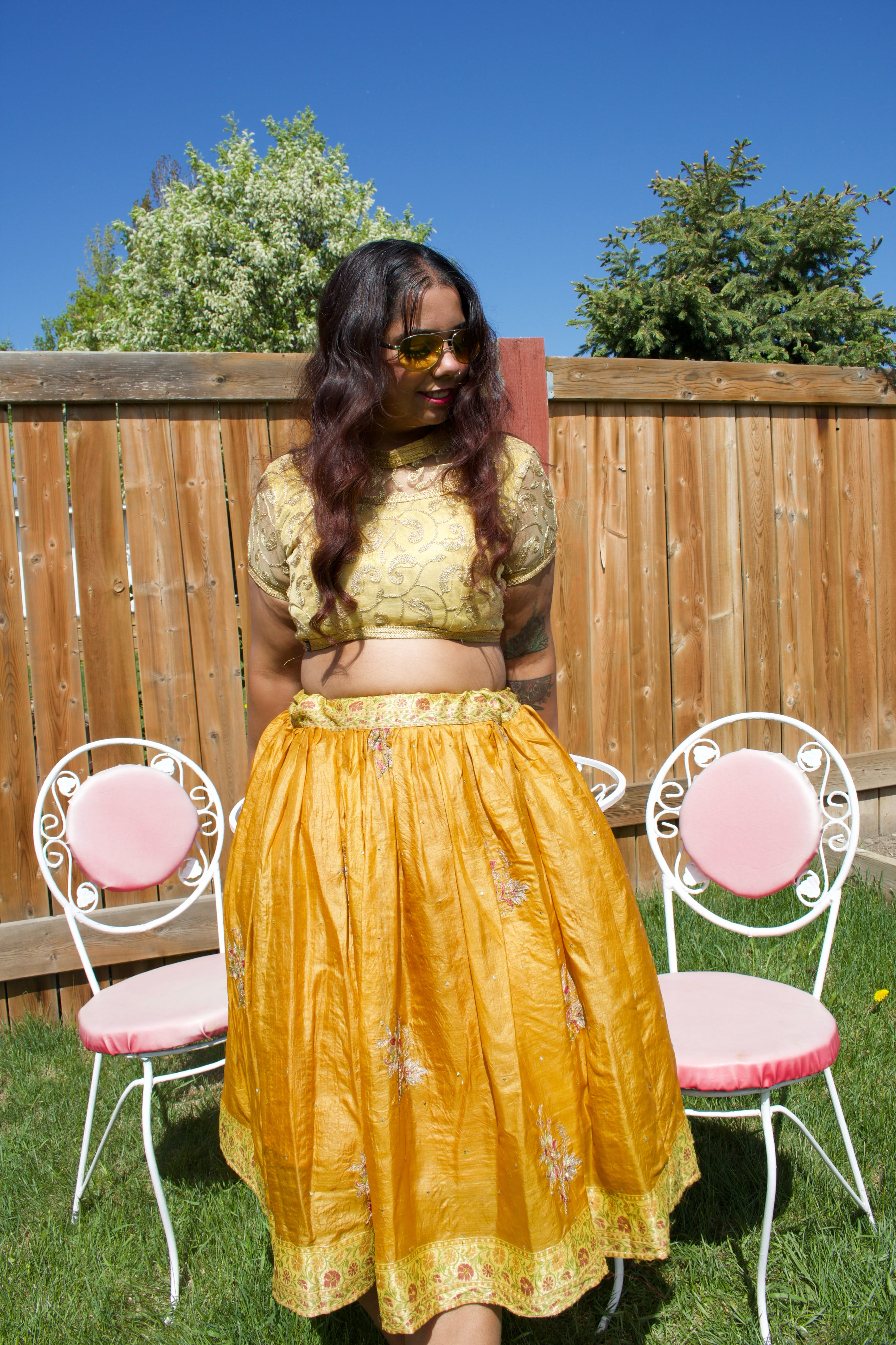 Turmeric Twirl Tales Midi Skirt