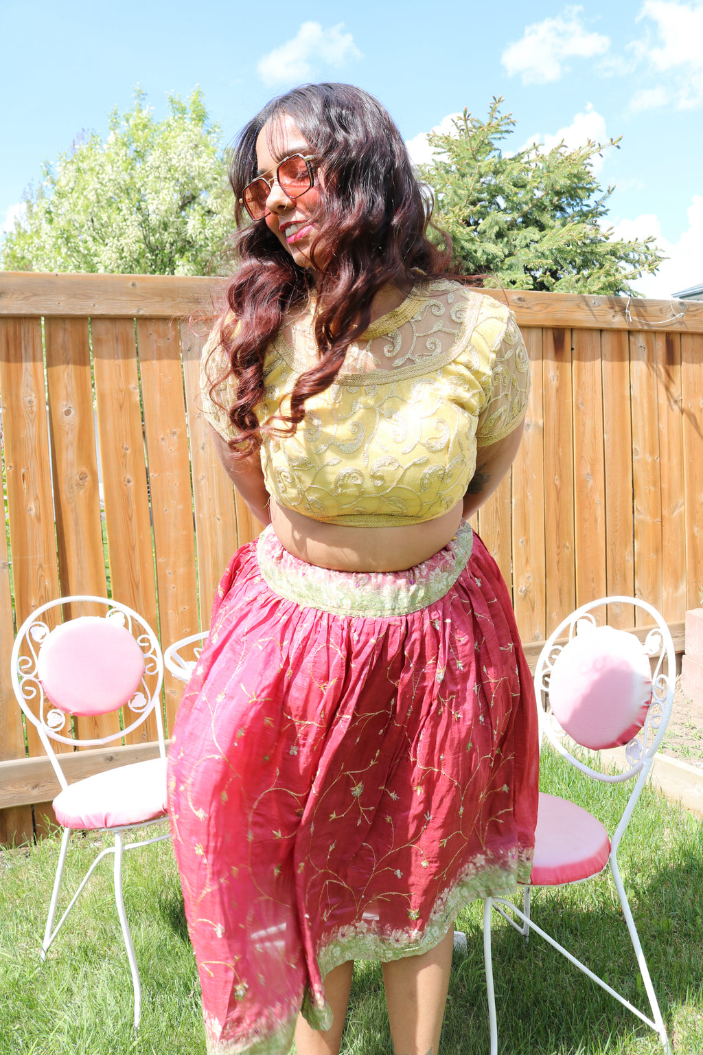 Watermelon Twirl Tales Midi Skirt