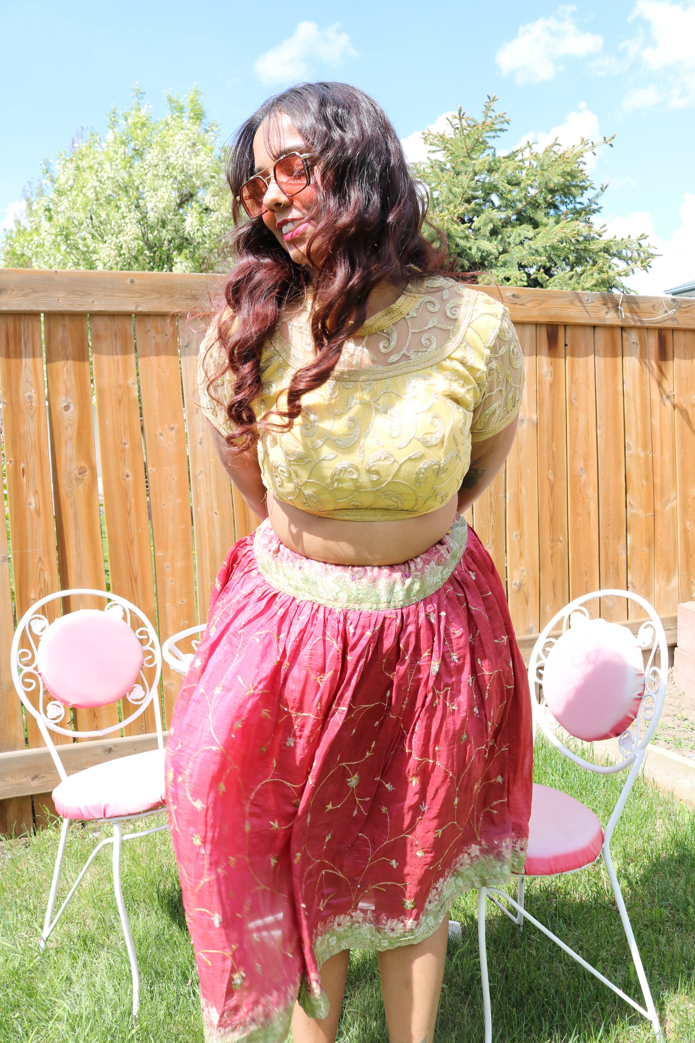 Watermelon Twirl Tales Midi Skirt