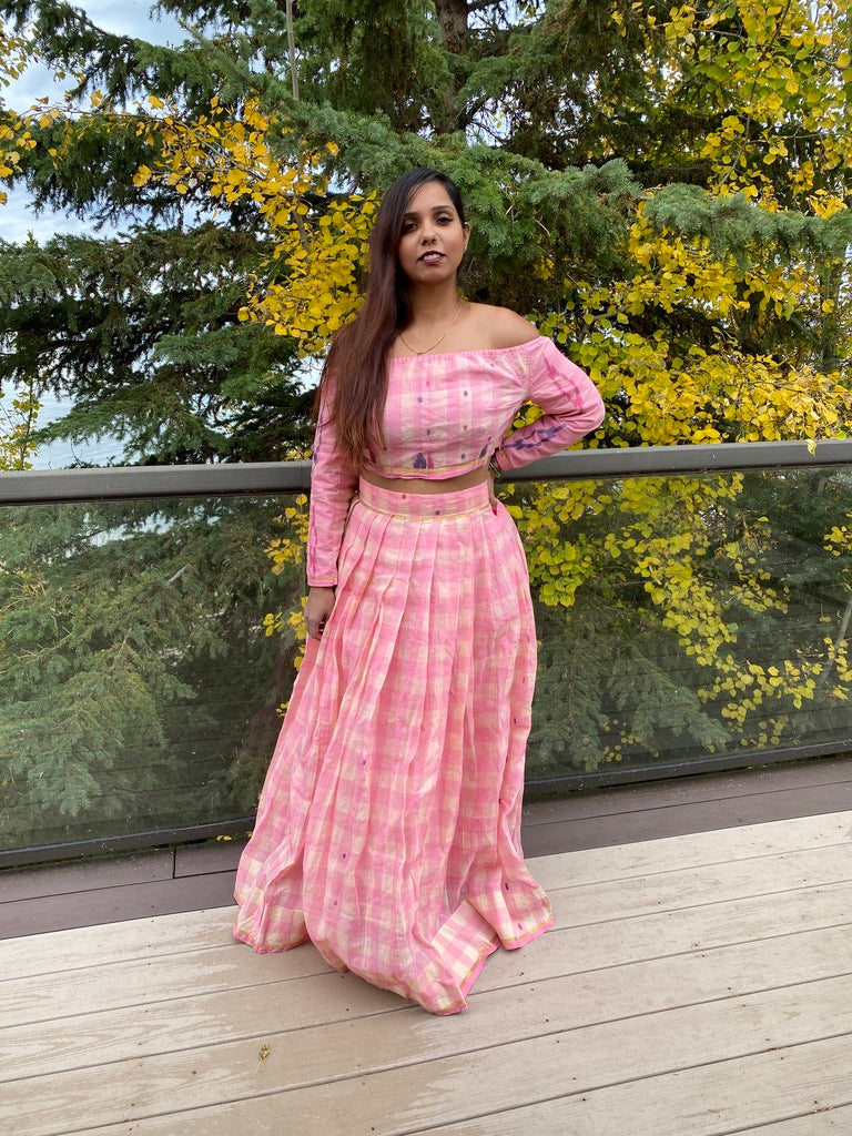 Plaid in the Pink Lehenga Set