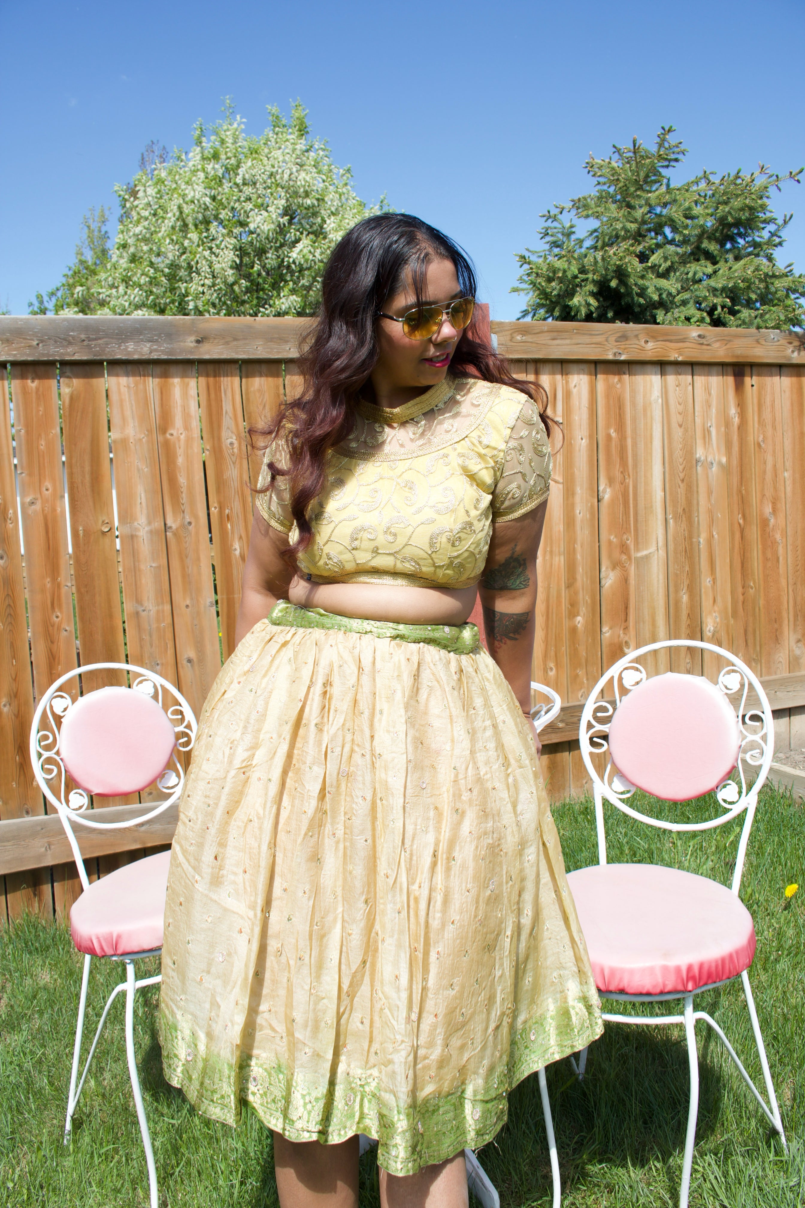 Sage Biscuit Twirl Tales Midi Skirt