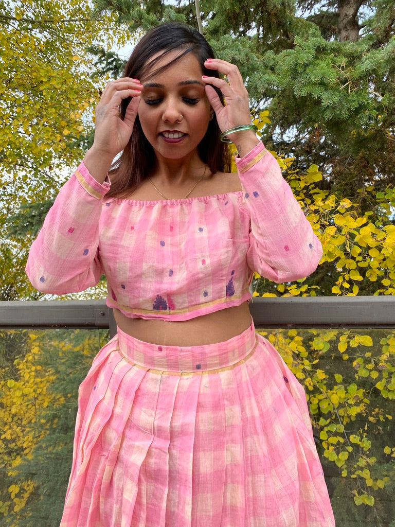 Plaid in the Pink Lehenga Set