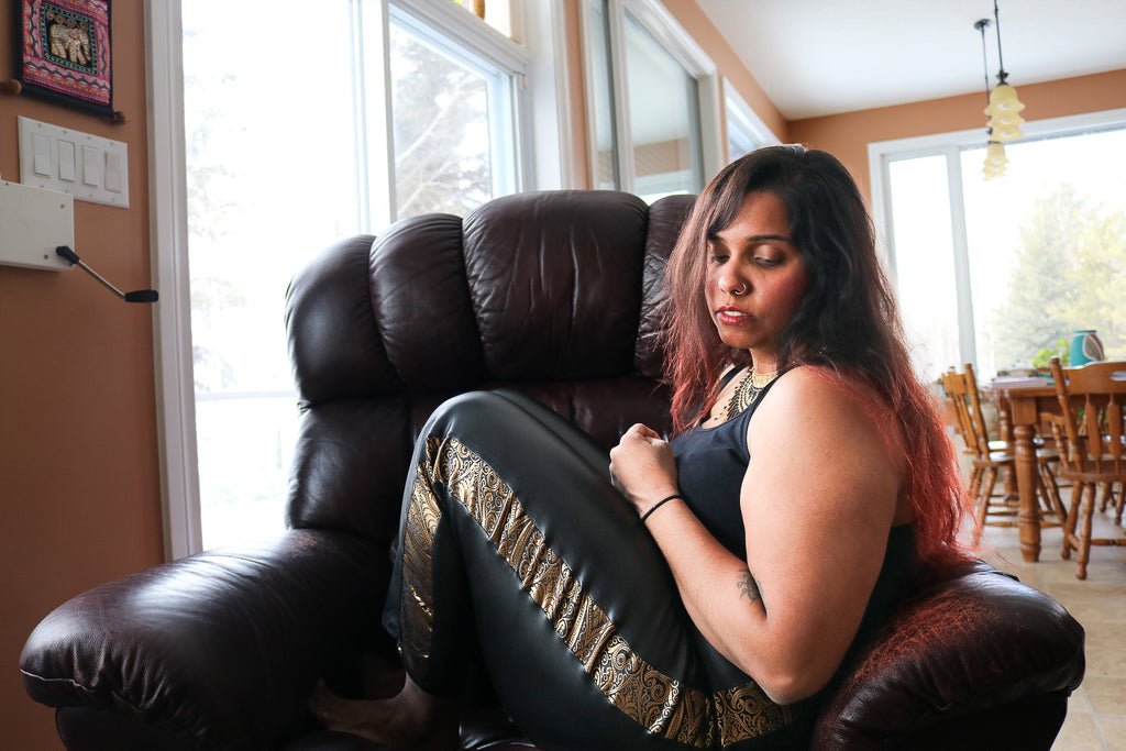 "A Hint of Gold" Faux Leather Pants with Crop Top