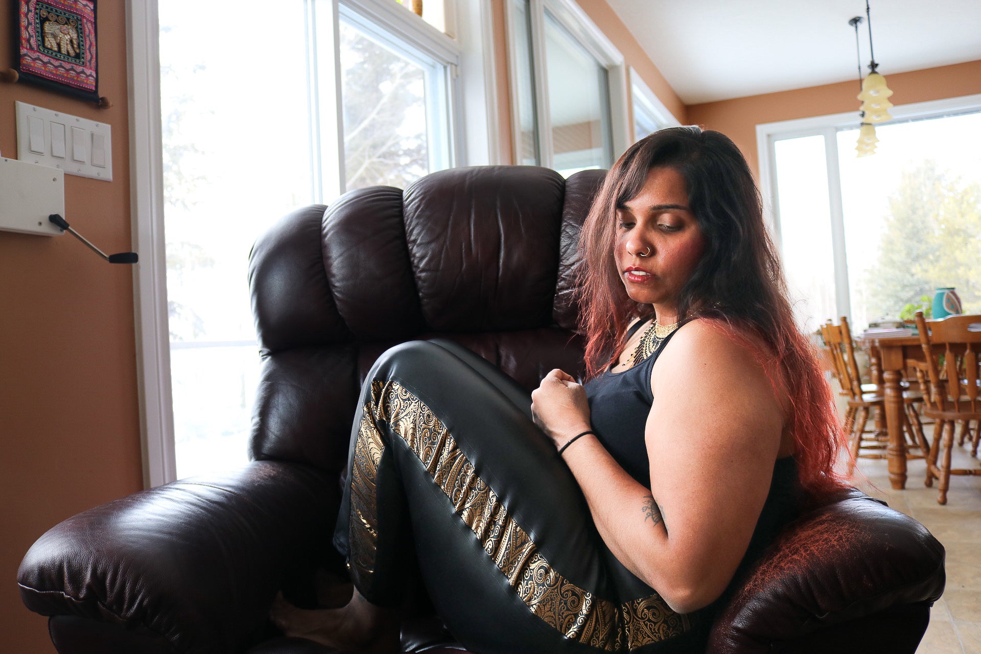 "A Hint of Gold" Faux Leather Pants with Crop Top