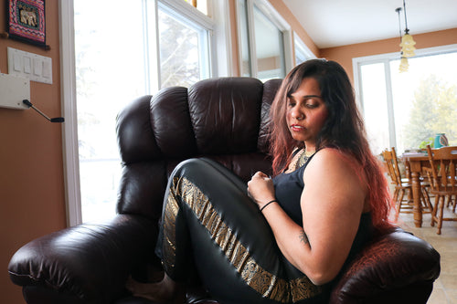 "A Hint of Gold" Faux Leather Pants with Crop Top