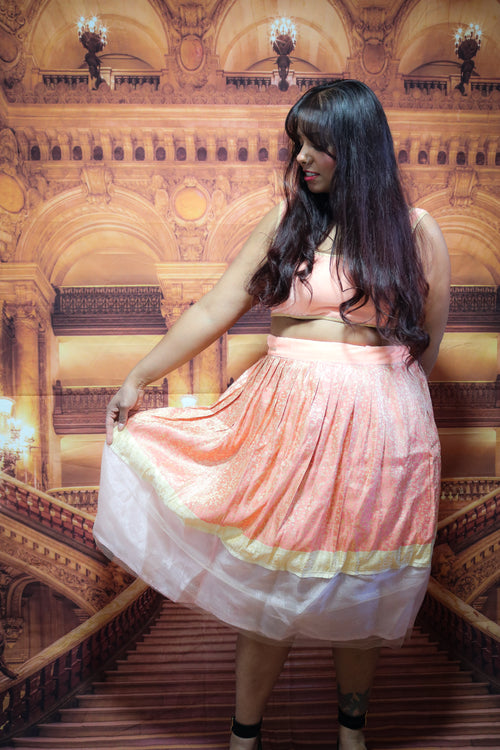 "Maharani's Coral Bliss" Midi Co-ord Set