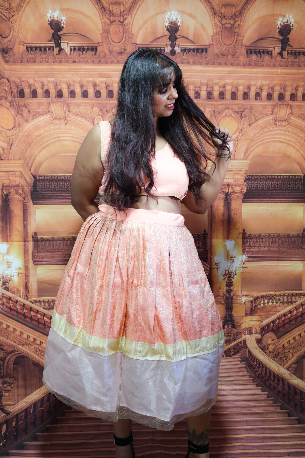 "Maharani's Coral Bliss" Midi Co-ord Set