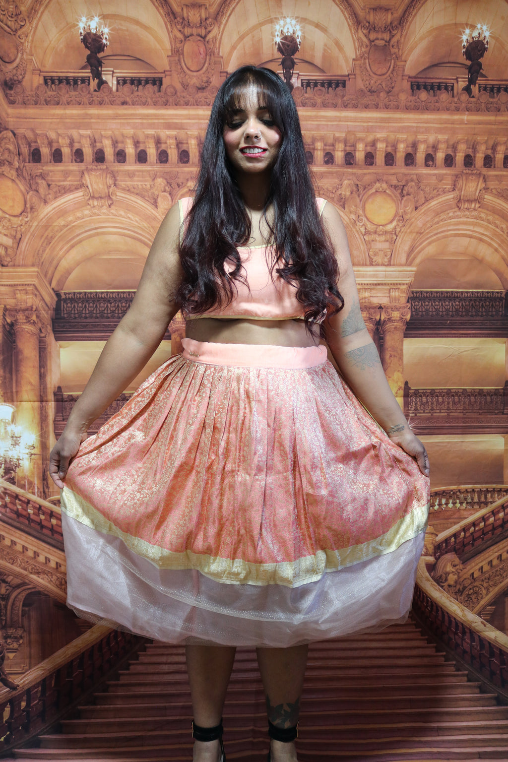 "Maharani's Coral Bliss" Midi Co-ord Set