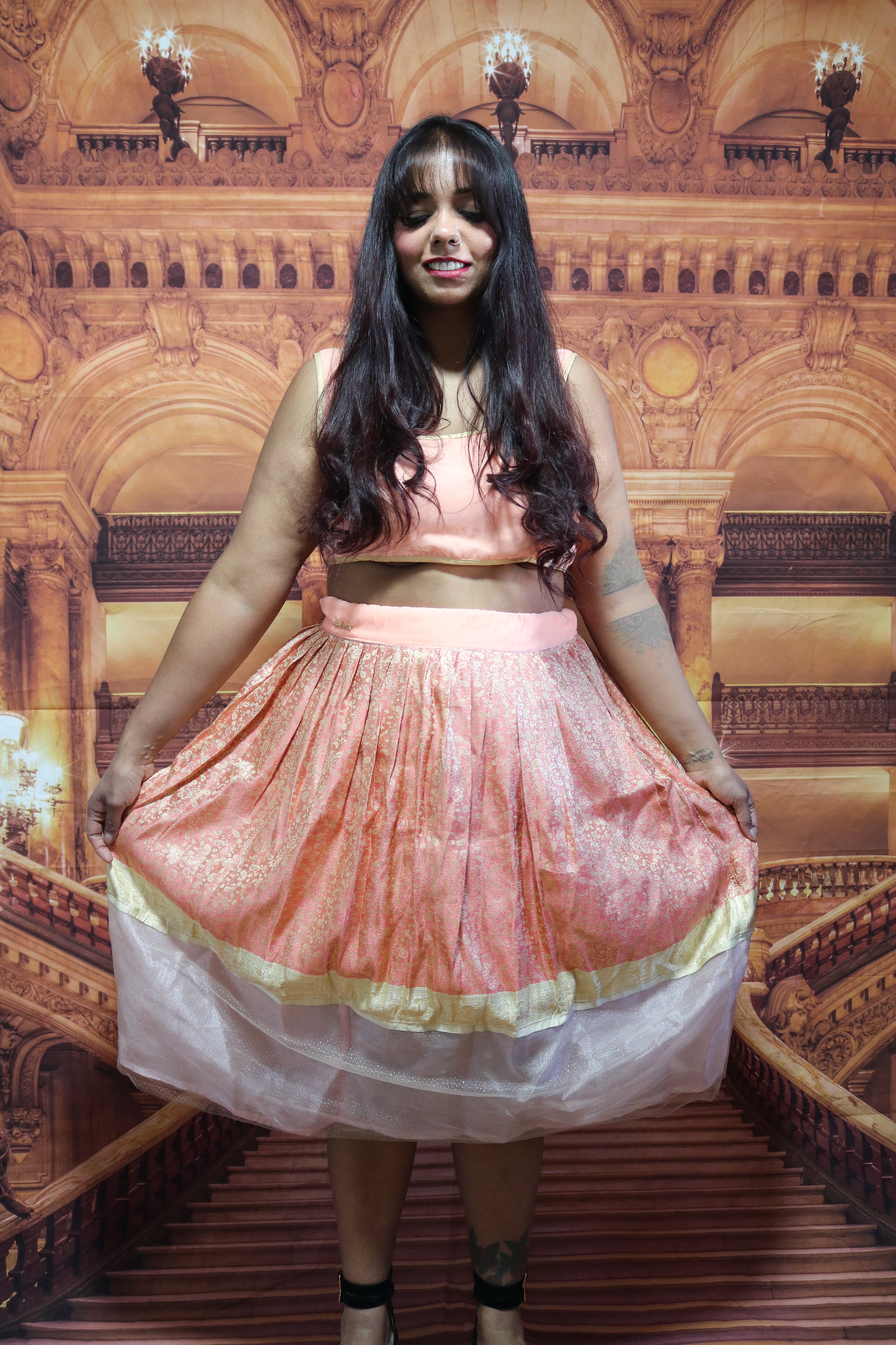 "Maharani's Coral Bliss" Midi Co-ord Set