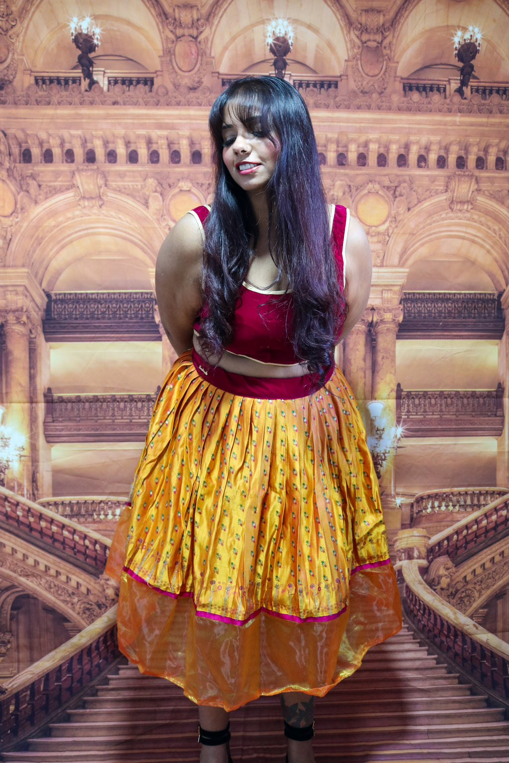 “Maharani’s Sunset Majesty” Midi Co-ord Set