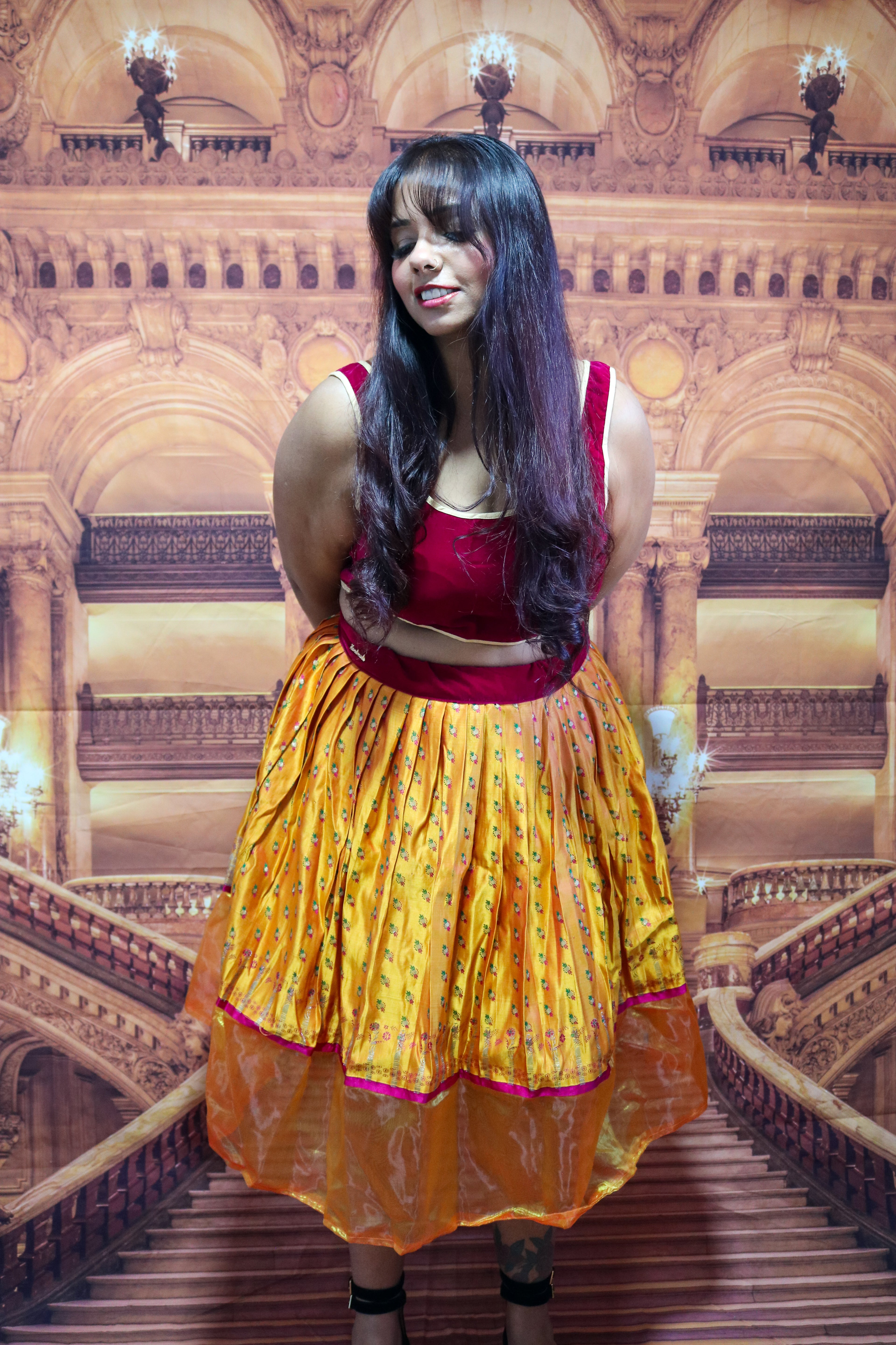 “Maharani’s Sunset Majesty” Midi Co-ord Set