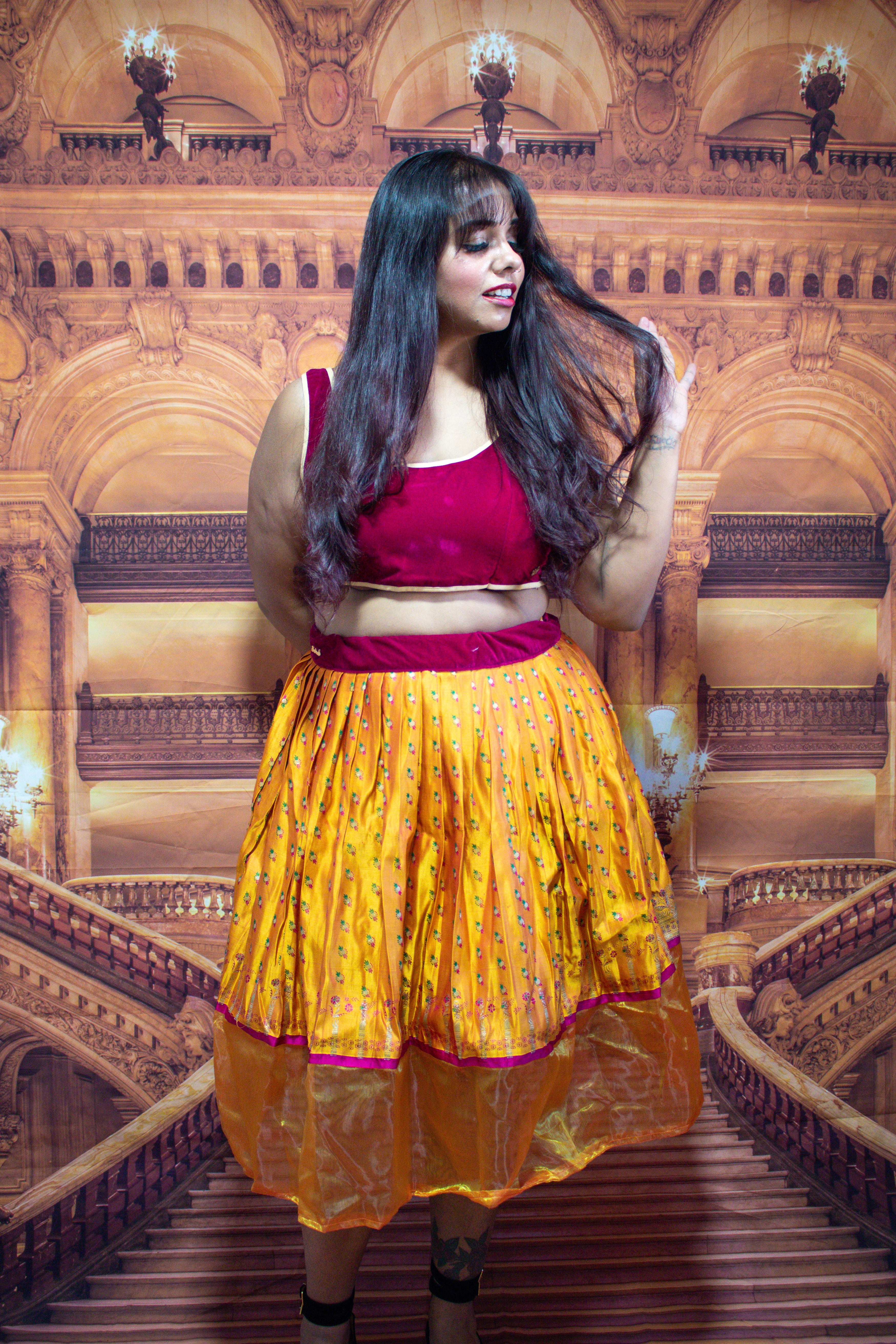 “Maharani’s Sunset Majesty” Midi Co-ord Set