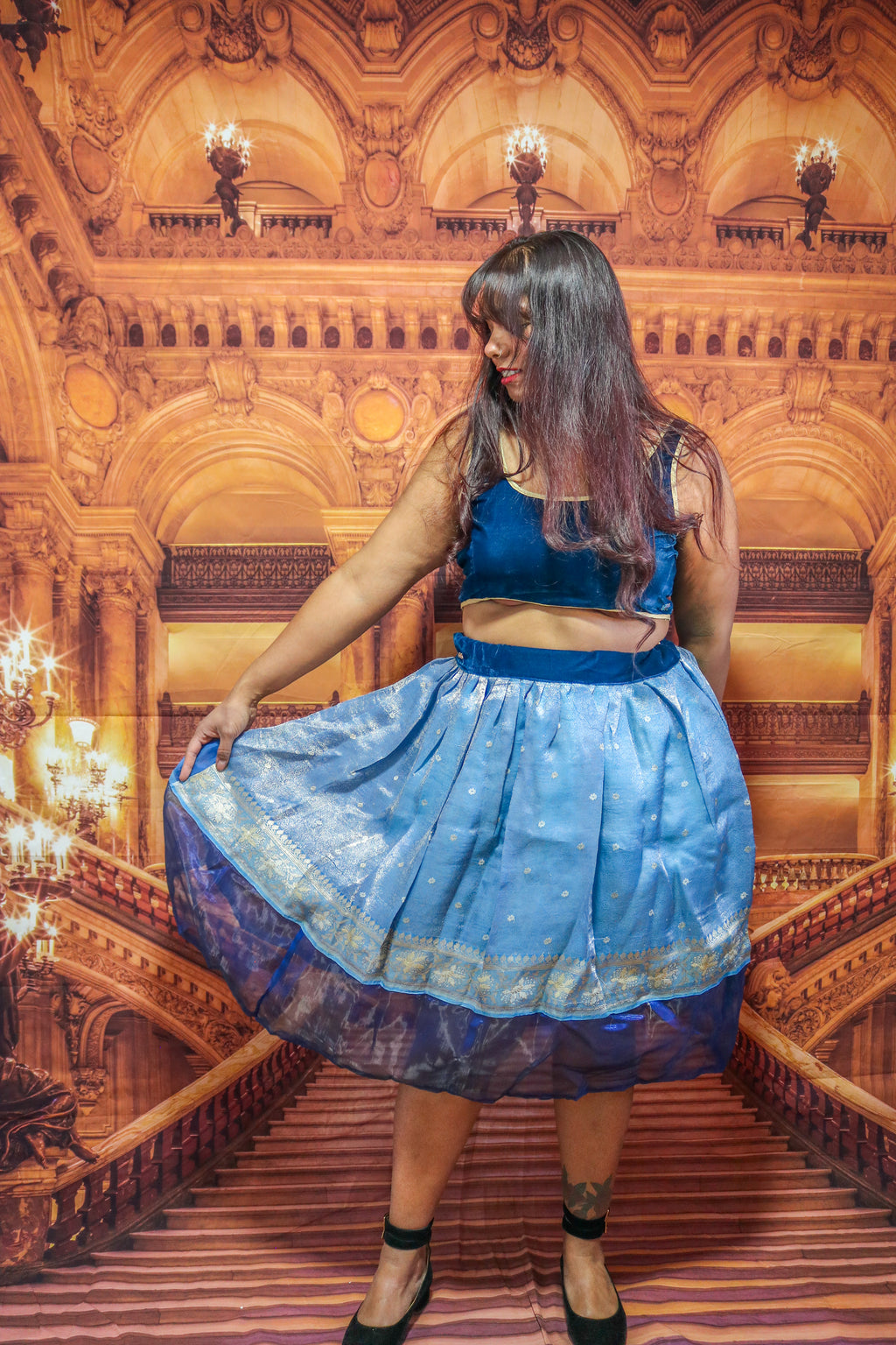 "Maharani's Sapphire Aura” Midi Co-ord Set