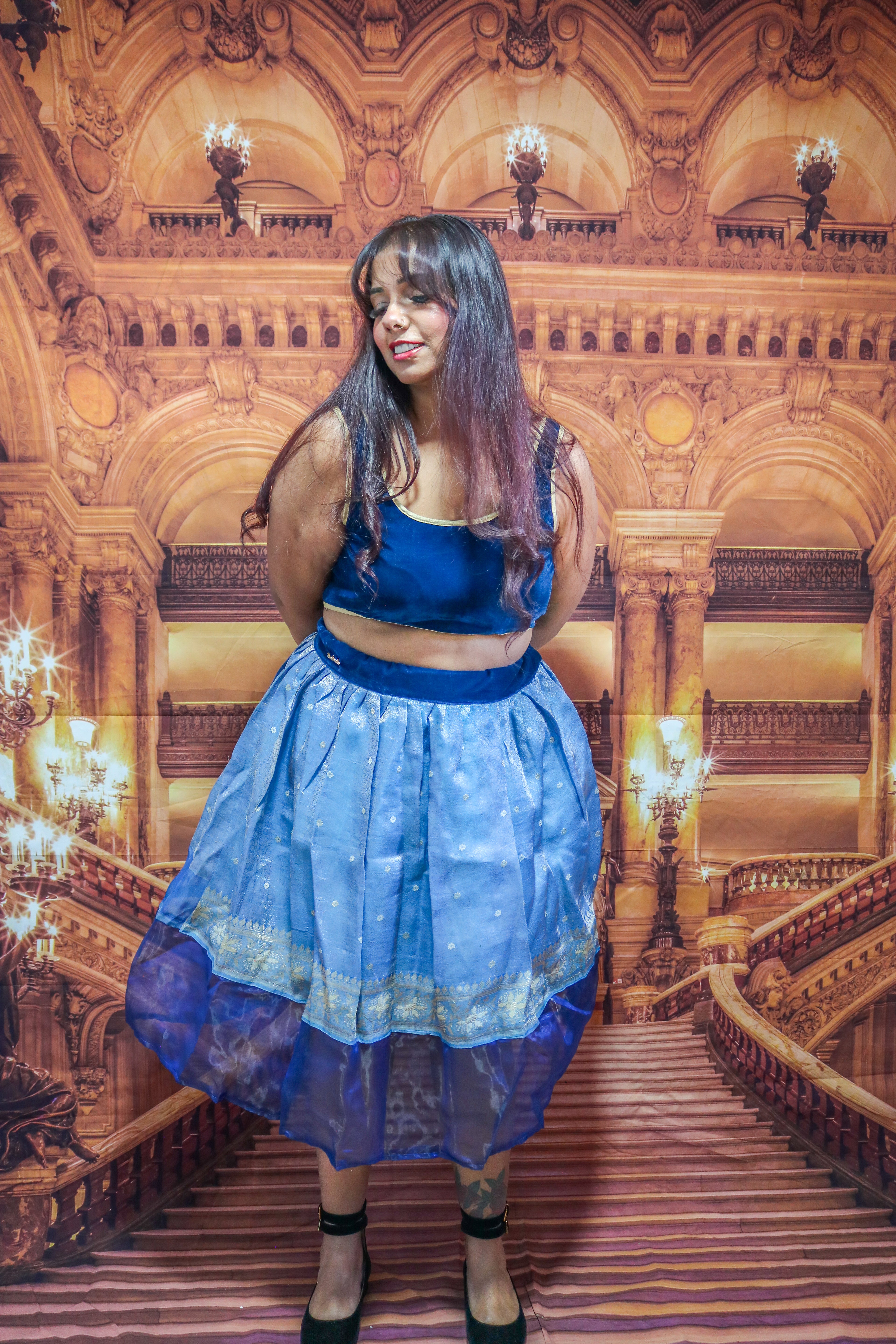 "Maharani's Sapphire Aura” Midi Co-ord Set