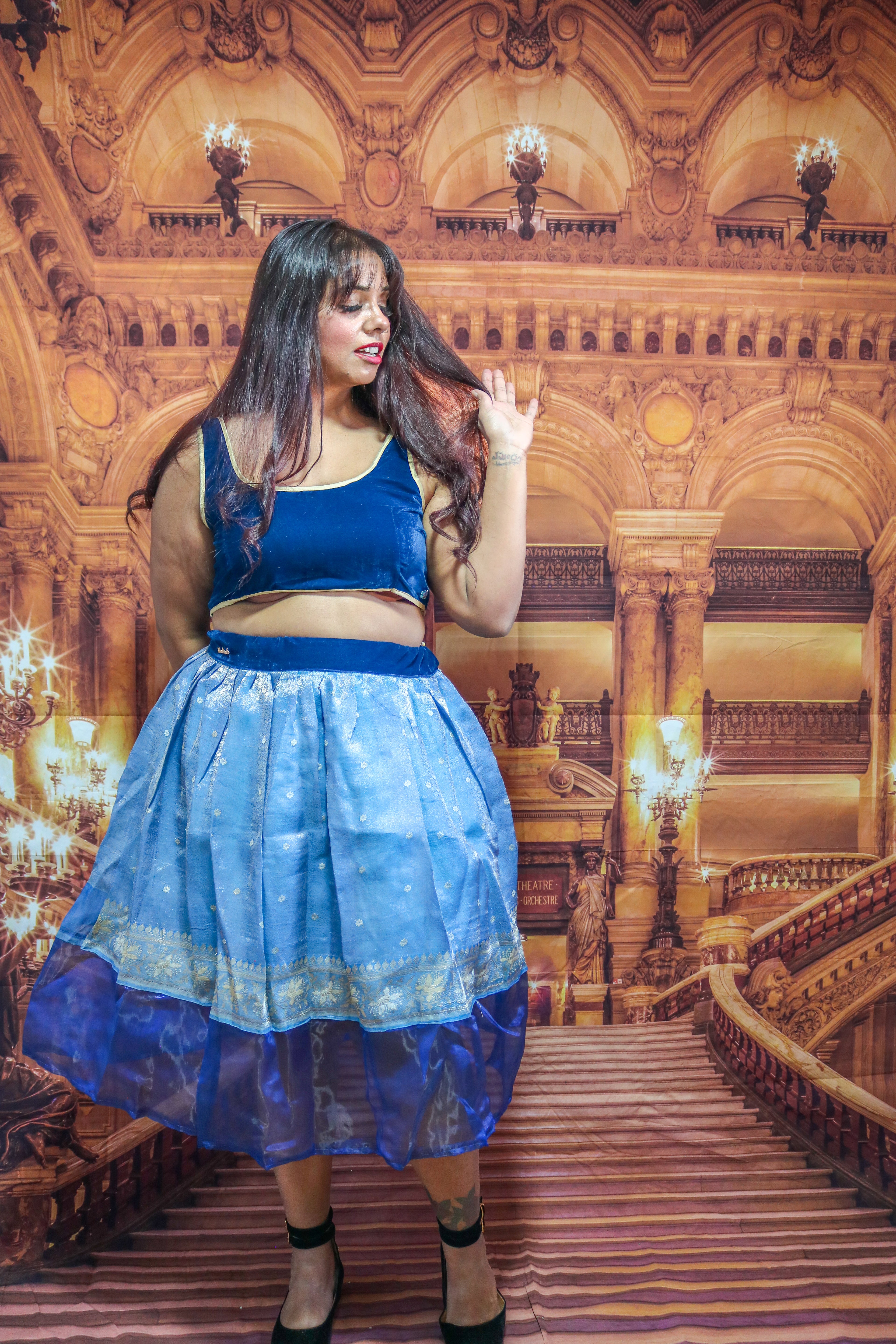 "Maharani's Sapphire Aura” Midi Co-ord Set