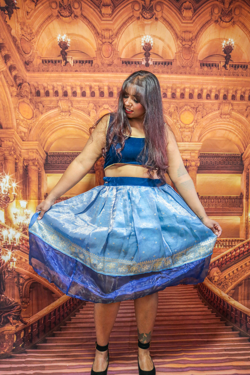 "Maharani's Sapphire Aura” Midi Co-ord Set