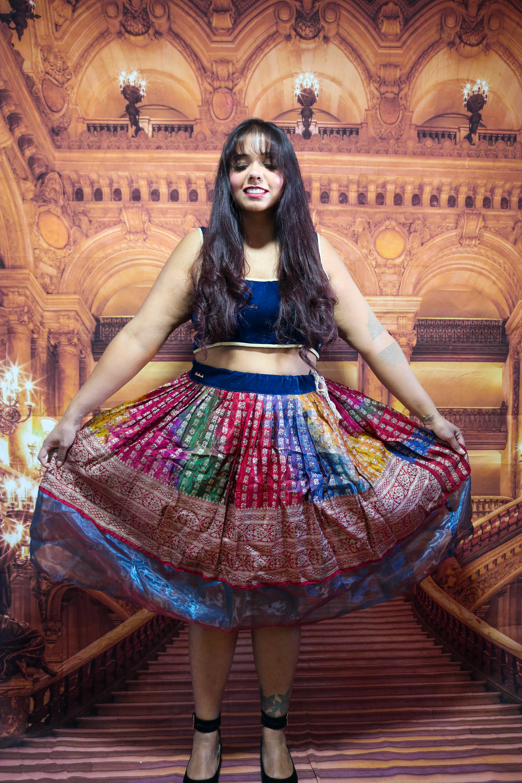 “Maharani’s Rainbow Radiance” Midi Co-ord Set