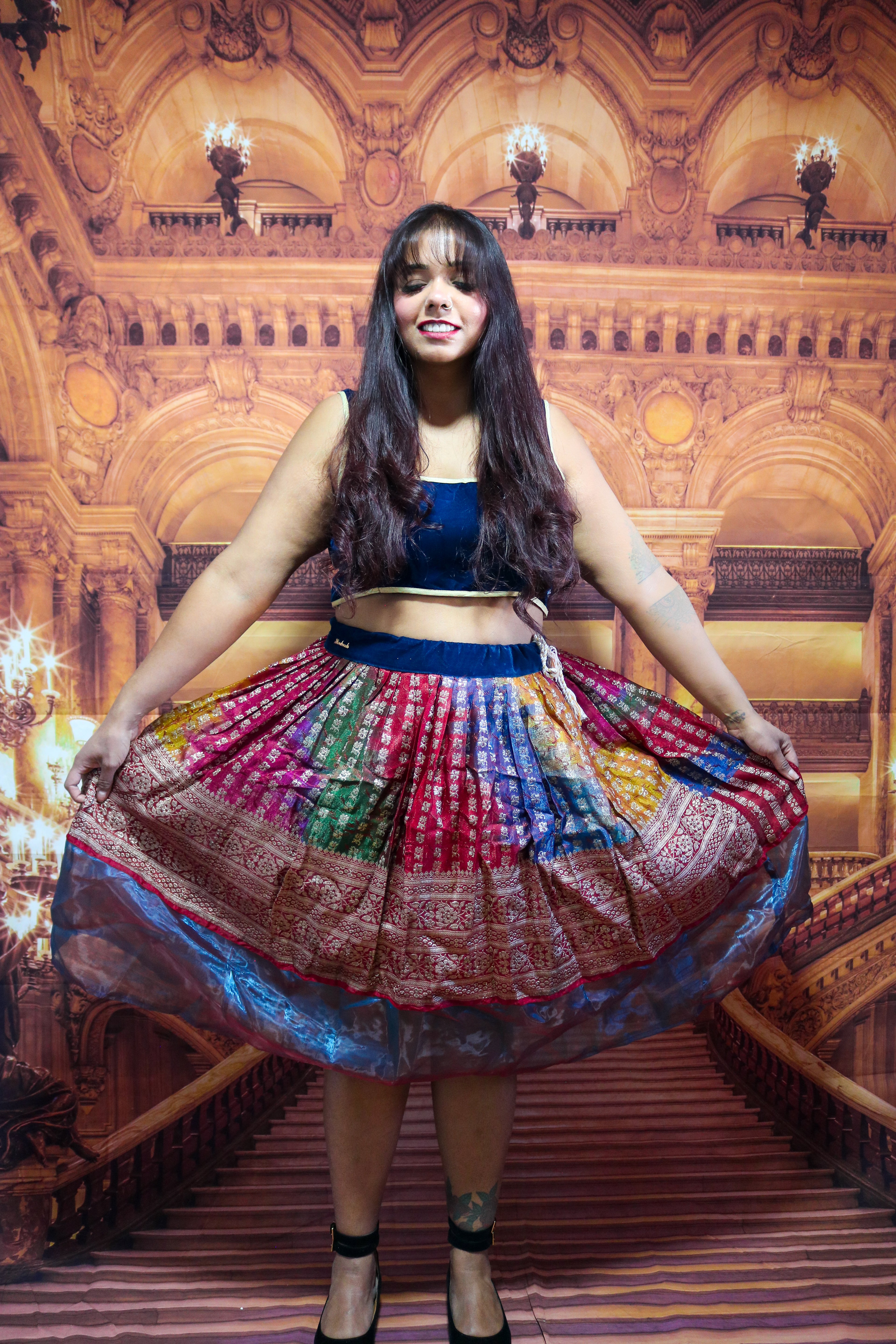 “Maharani’s Rainbow Radiance” Midi Co-ord Set