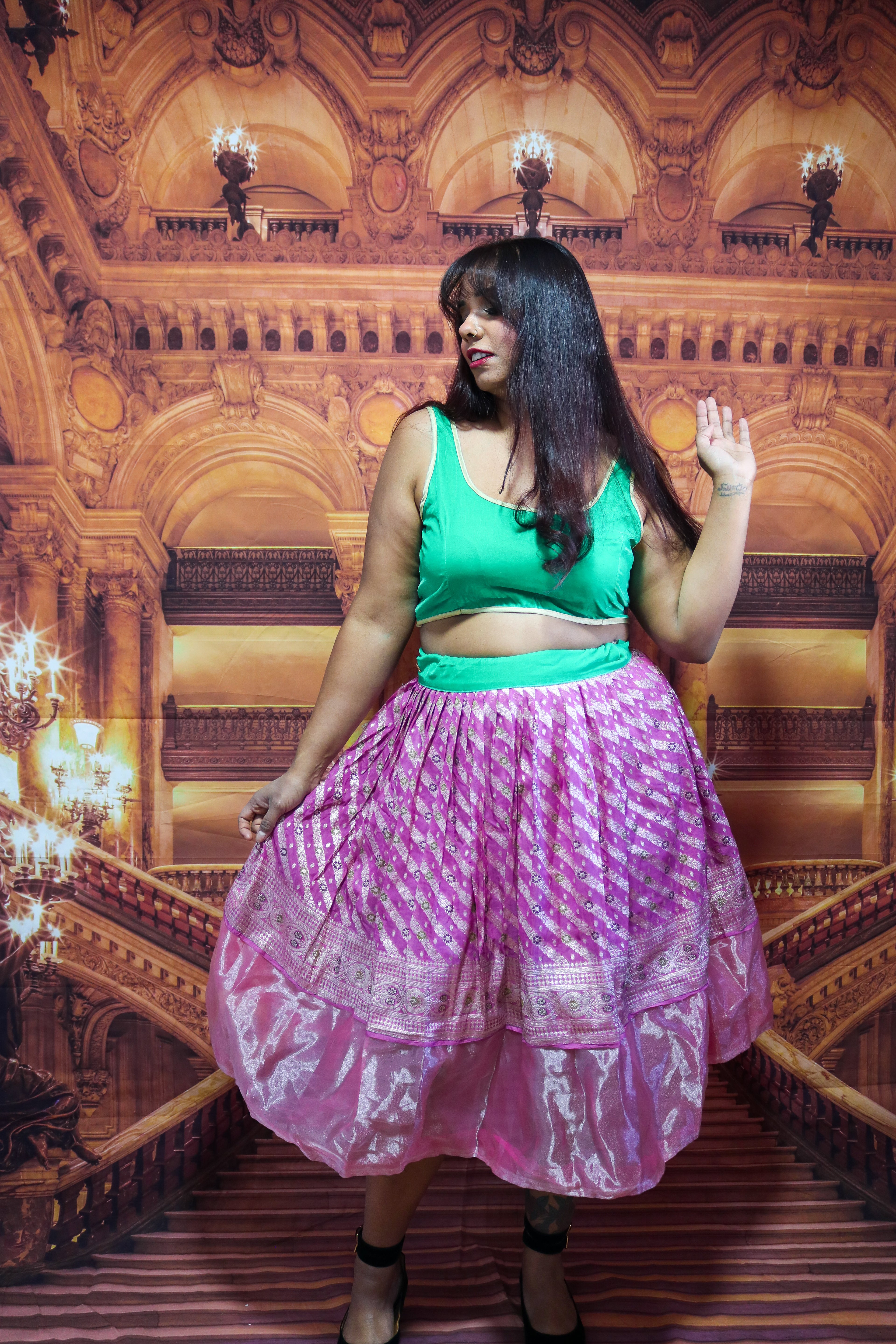 "Maharani's Plum Garden” Midi Co-ord Set