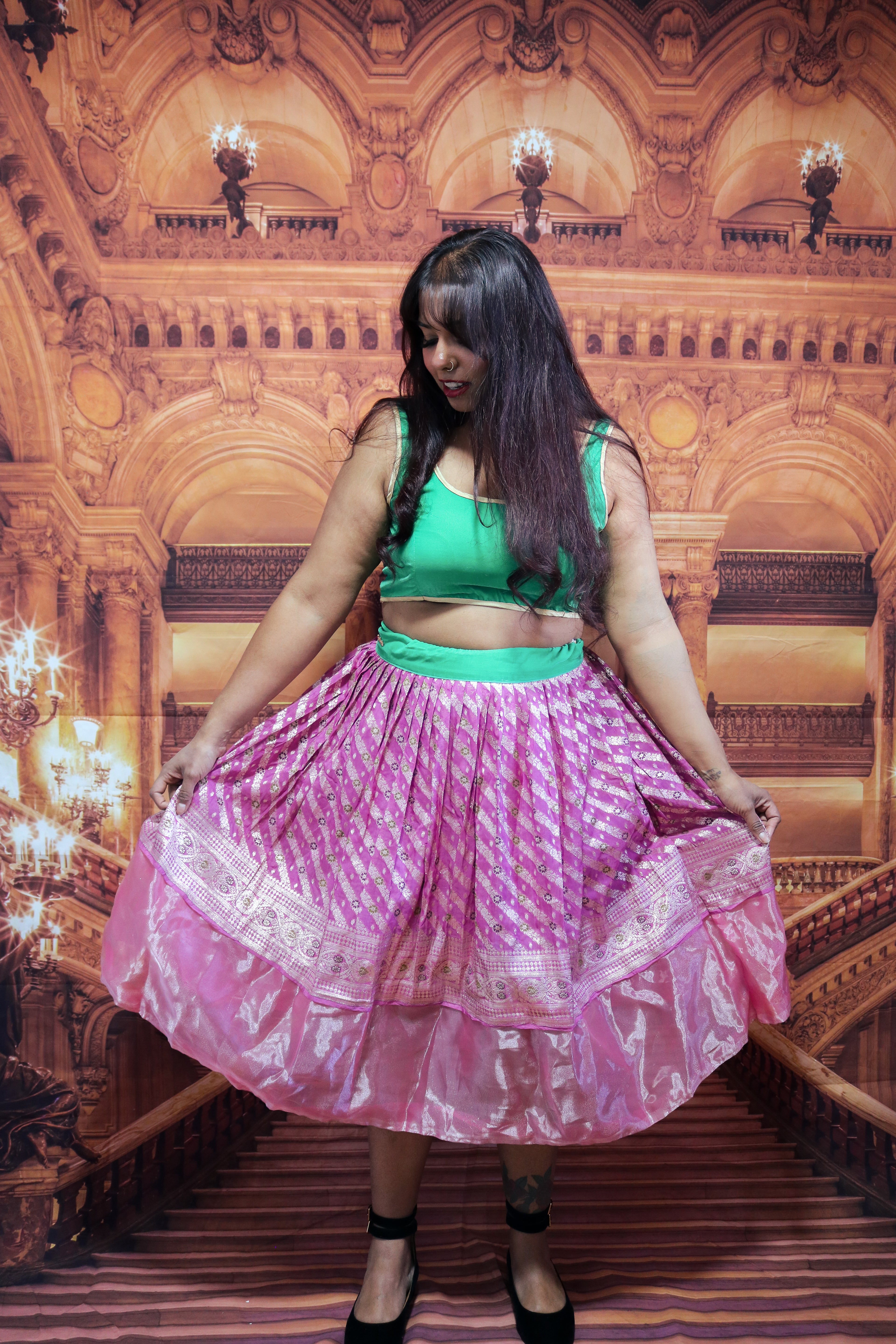 "Maharani's Plum Garden” Midi Co-ord Set