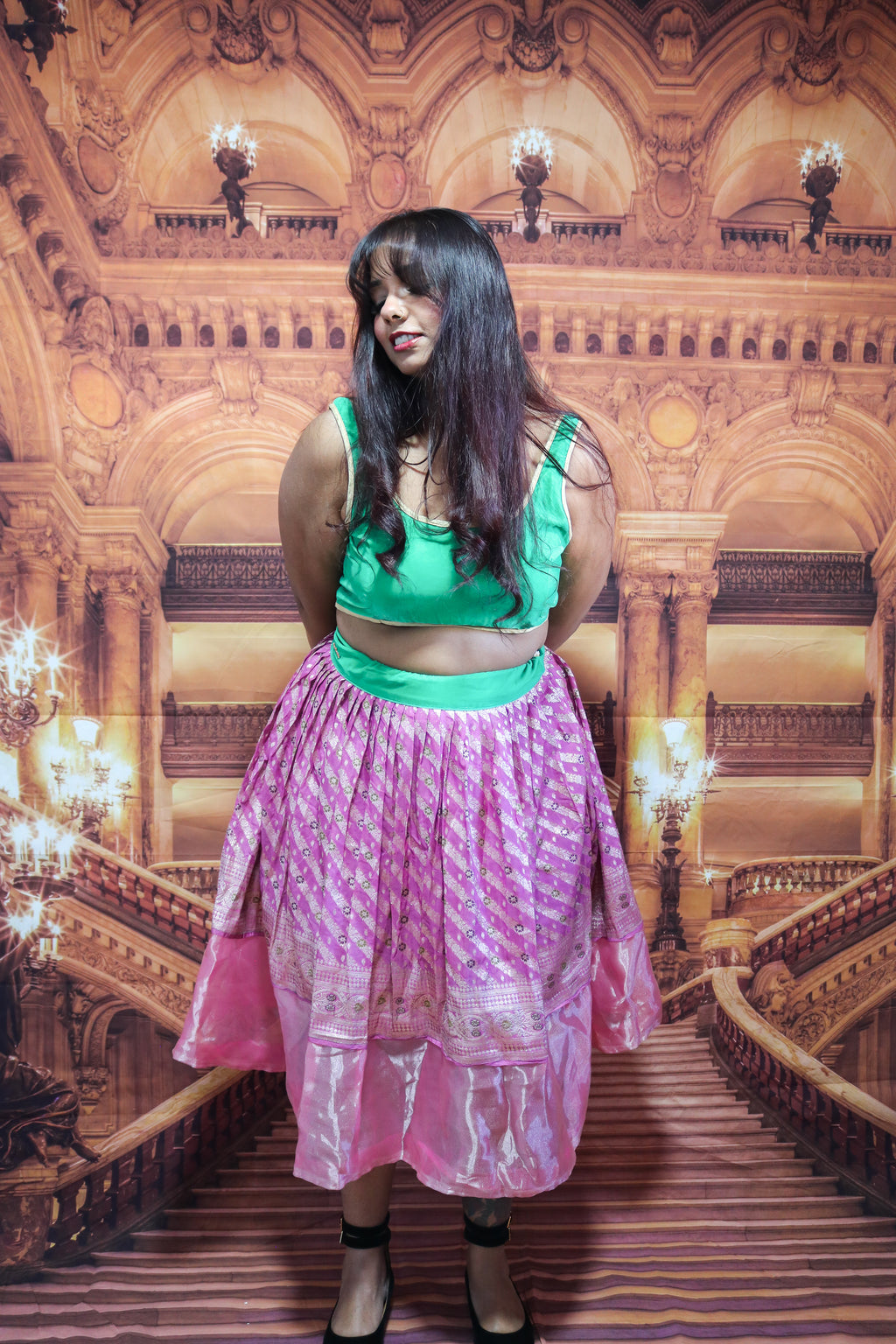 "Maharani's Plum Garden” Midi Co-ord Set