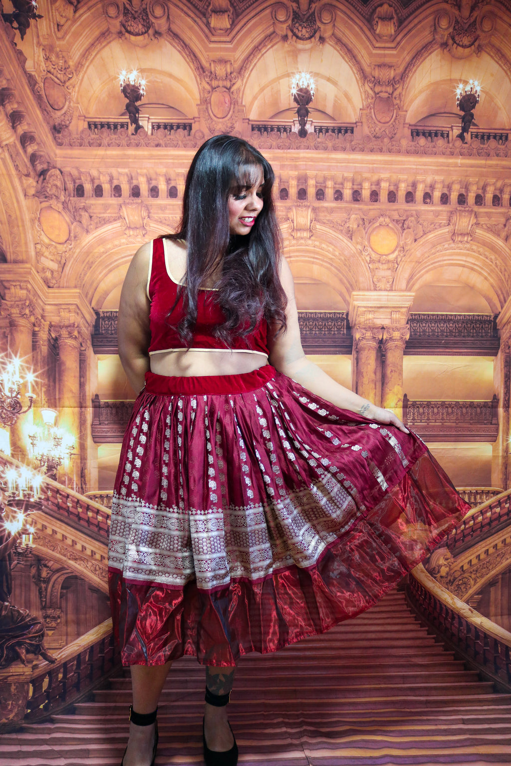 “Maharani’s Wine  Seduction” Midi Co-ord Set