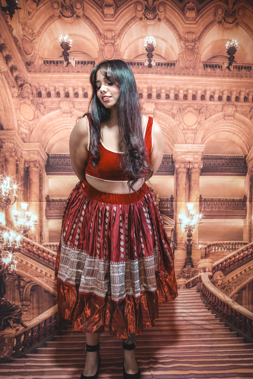 “Maharani’s Wine  Seduction” Midi Co-ord Set