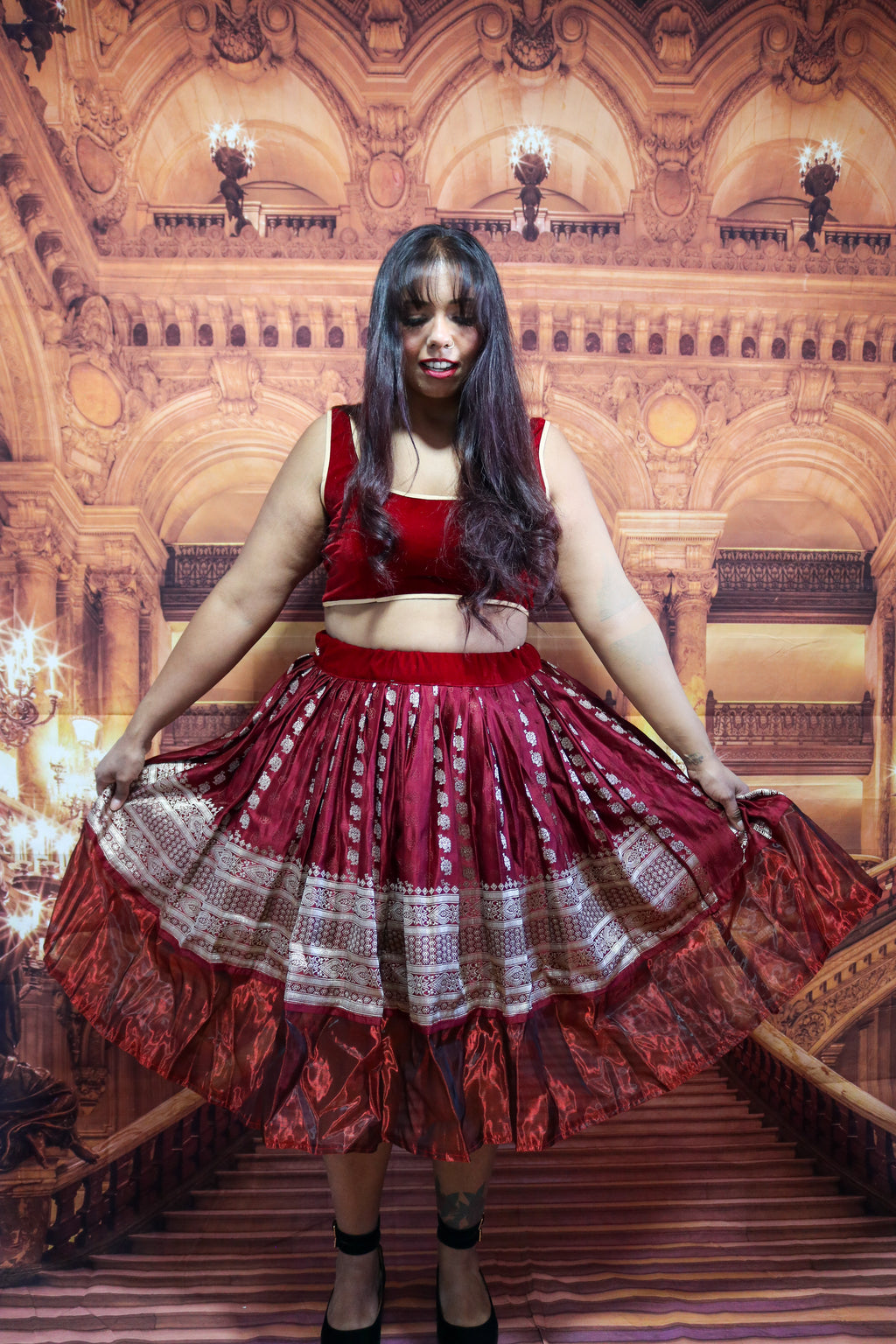 “Maharani’s Wine  Seduction” Midi Co-ord Set