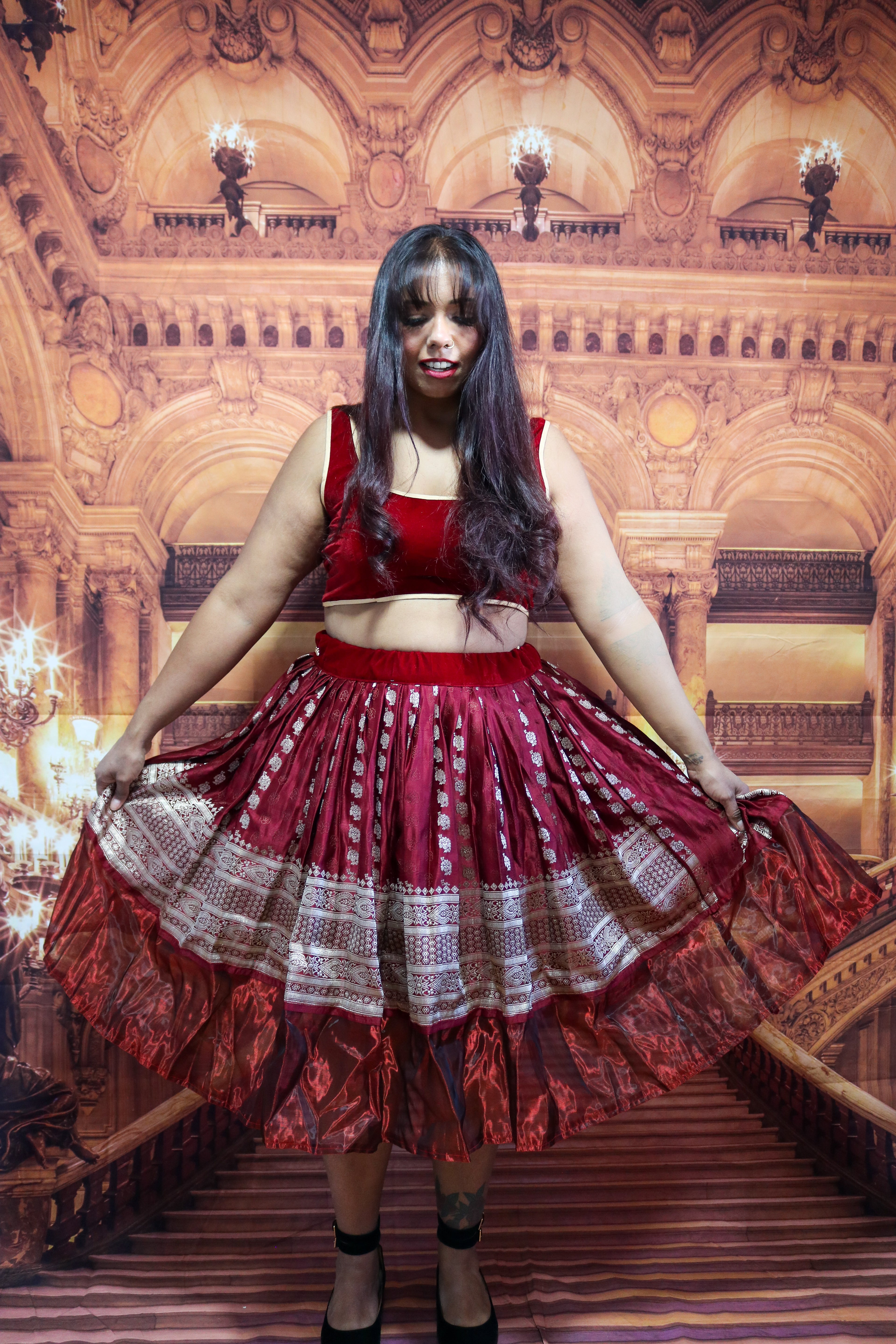 “Maharani’s Wine  Seduction” Midi Co-ord Set