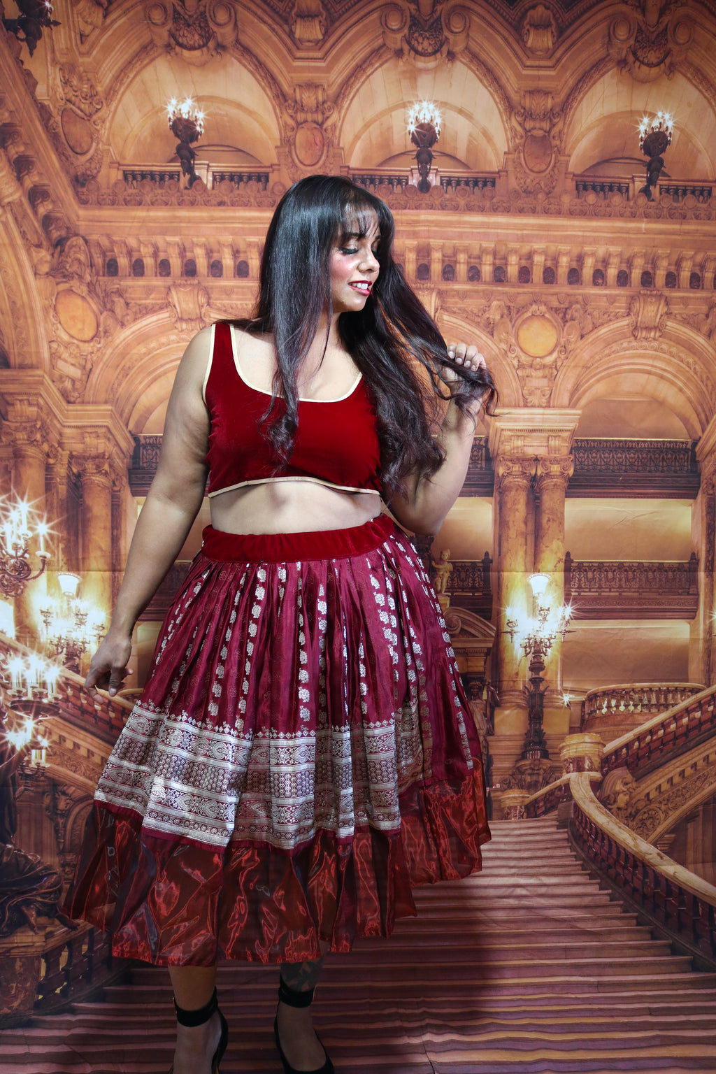 “Maharani’s Wine  Seduction” Midi Co-ord Set