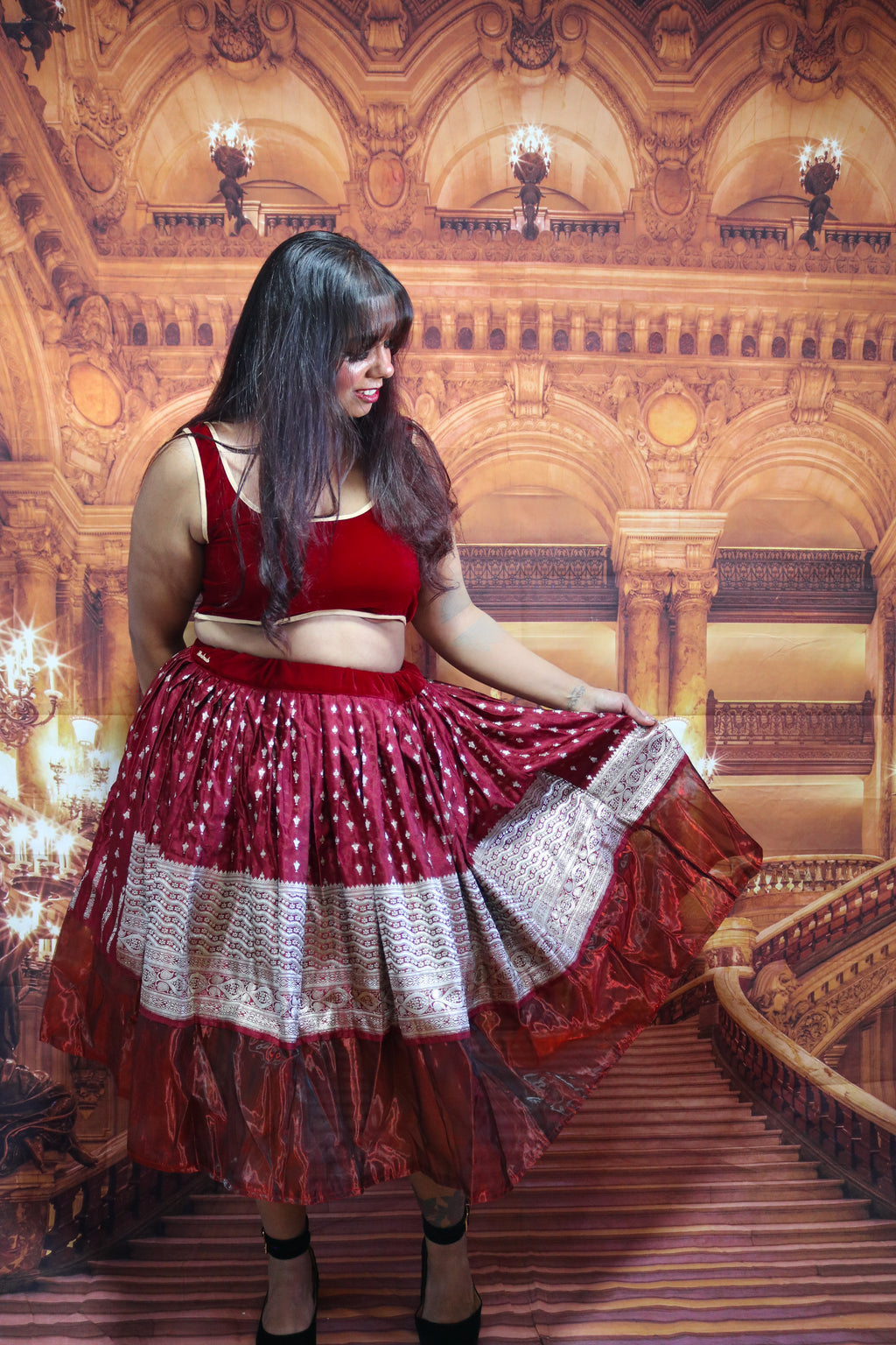 "Maharani's Scarlet Spell" Midi Co-ord Set