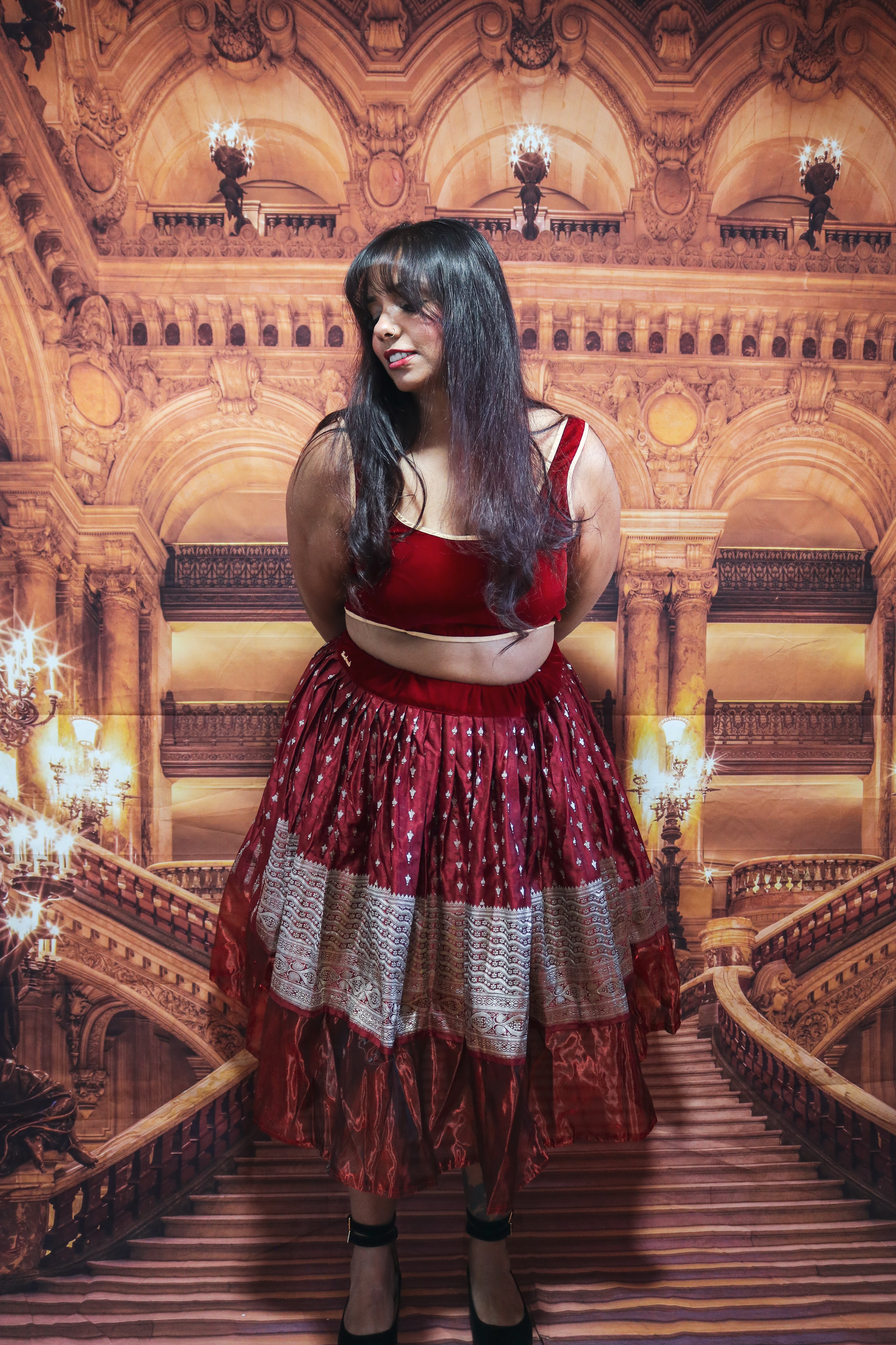 "Maharani's Scarlet Spell" Midi Co-ord Set