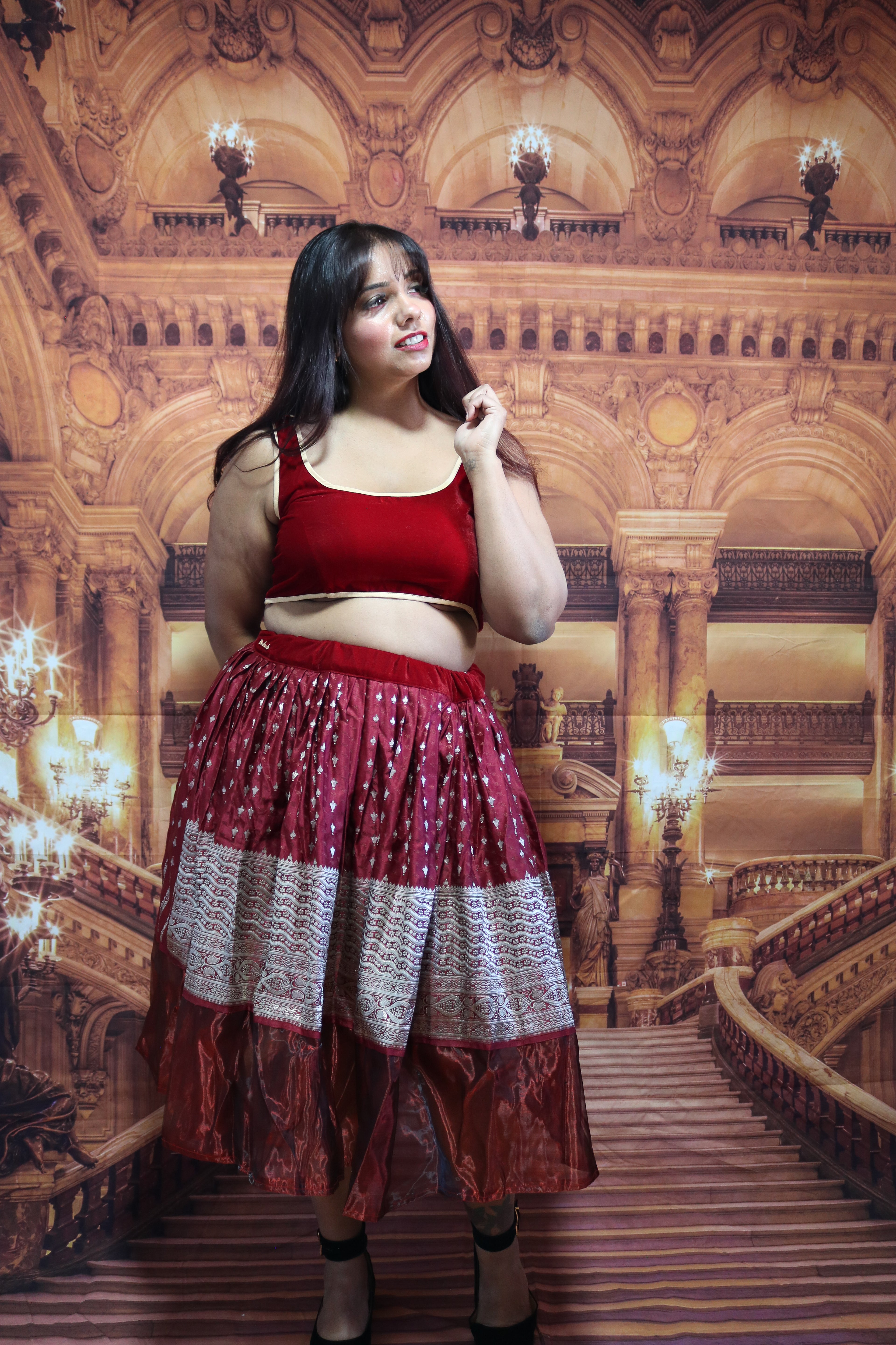 "Maharani's Scarlet Spell" Midi Co-ord Set