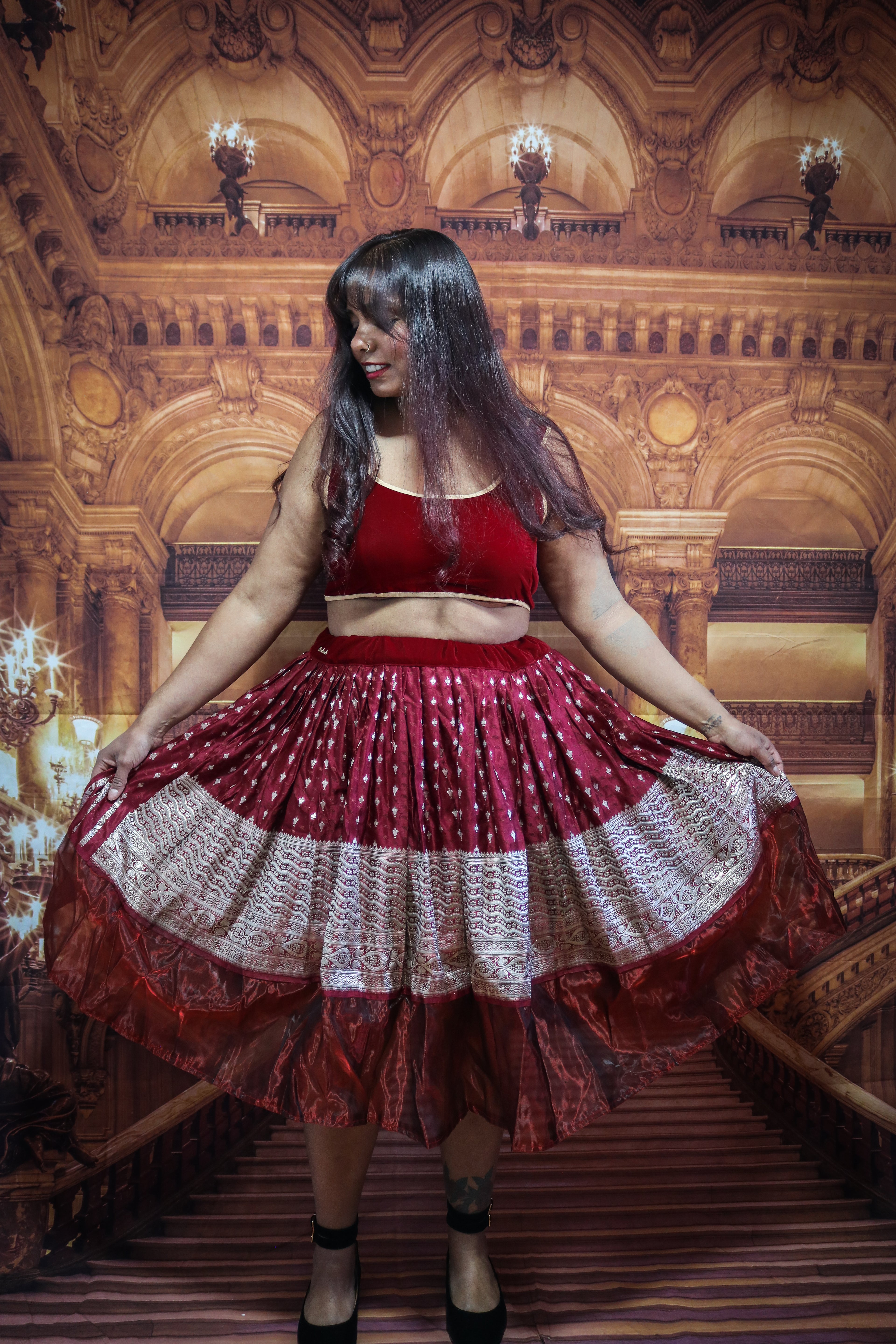 "Maharani's Scarlet Spell" Midi Co-ord Set