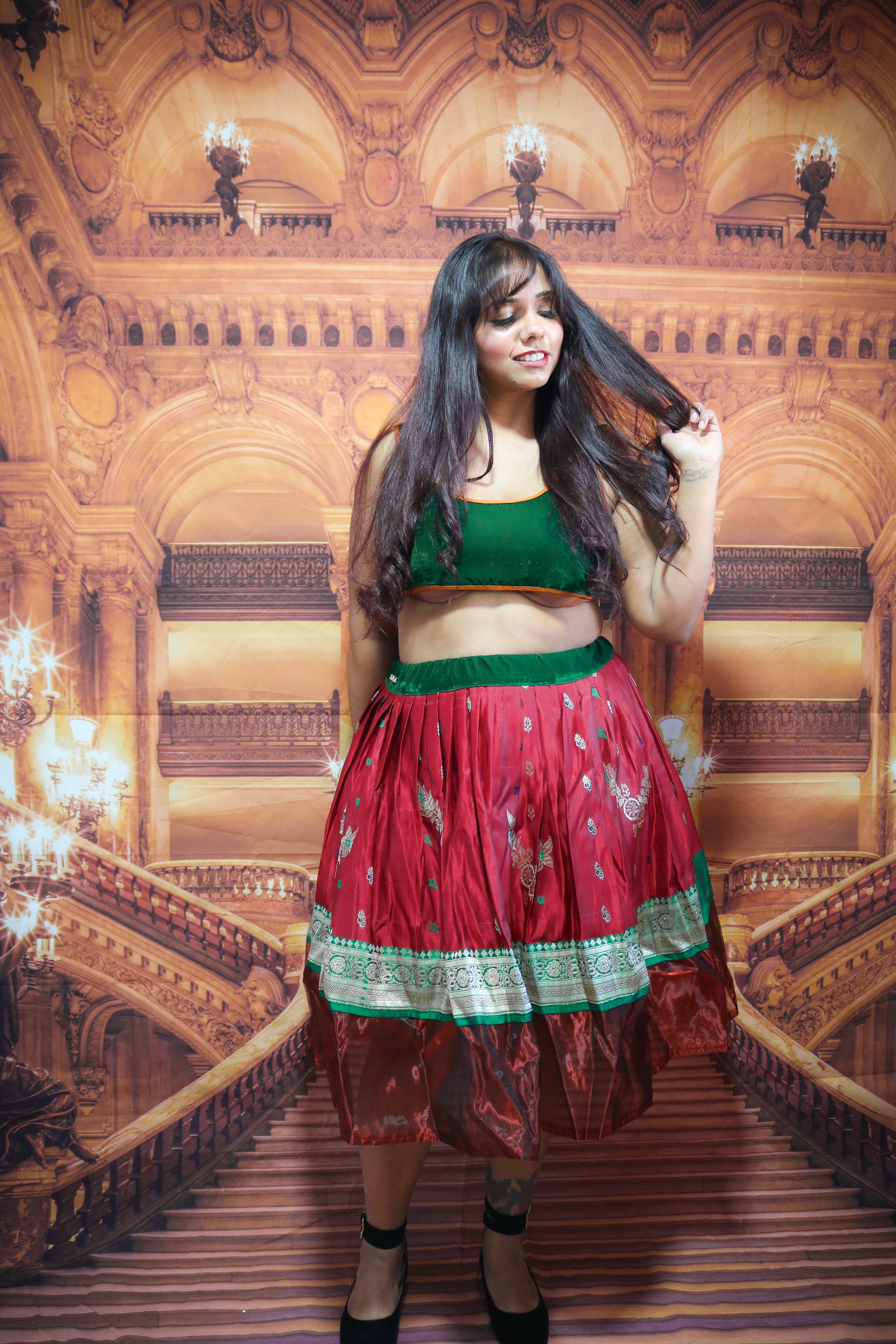 “Maharani’s Scarlet Forest” Midi Co-ord Set