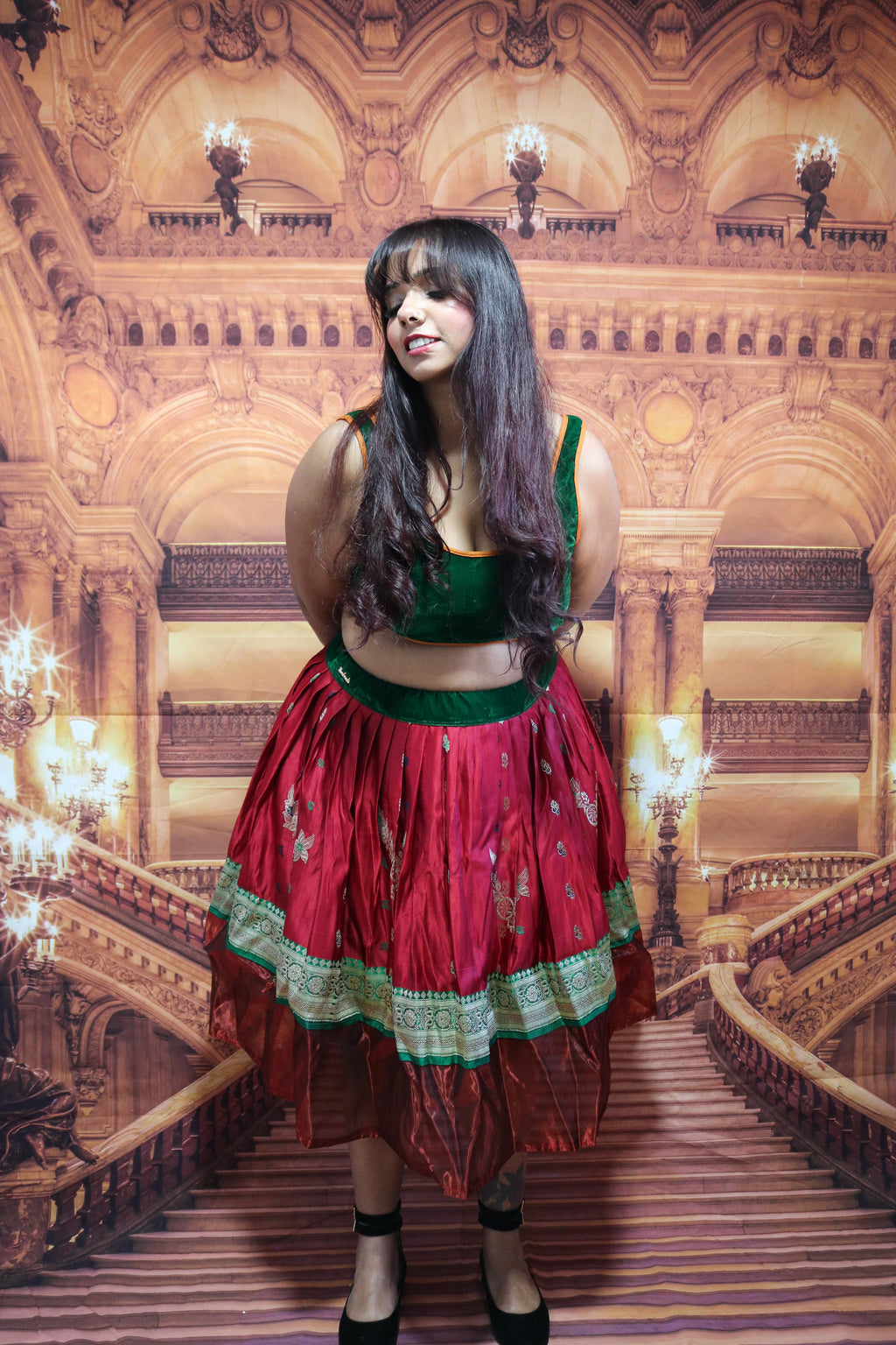 “Maharani’s Scarlet Forest” Midi Co-ord Set