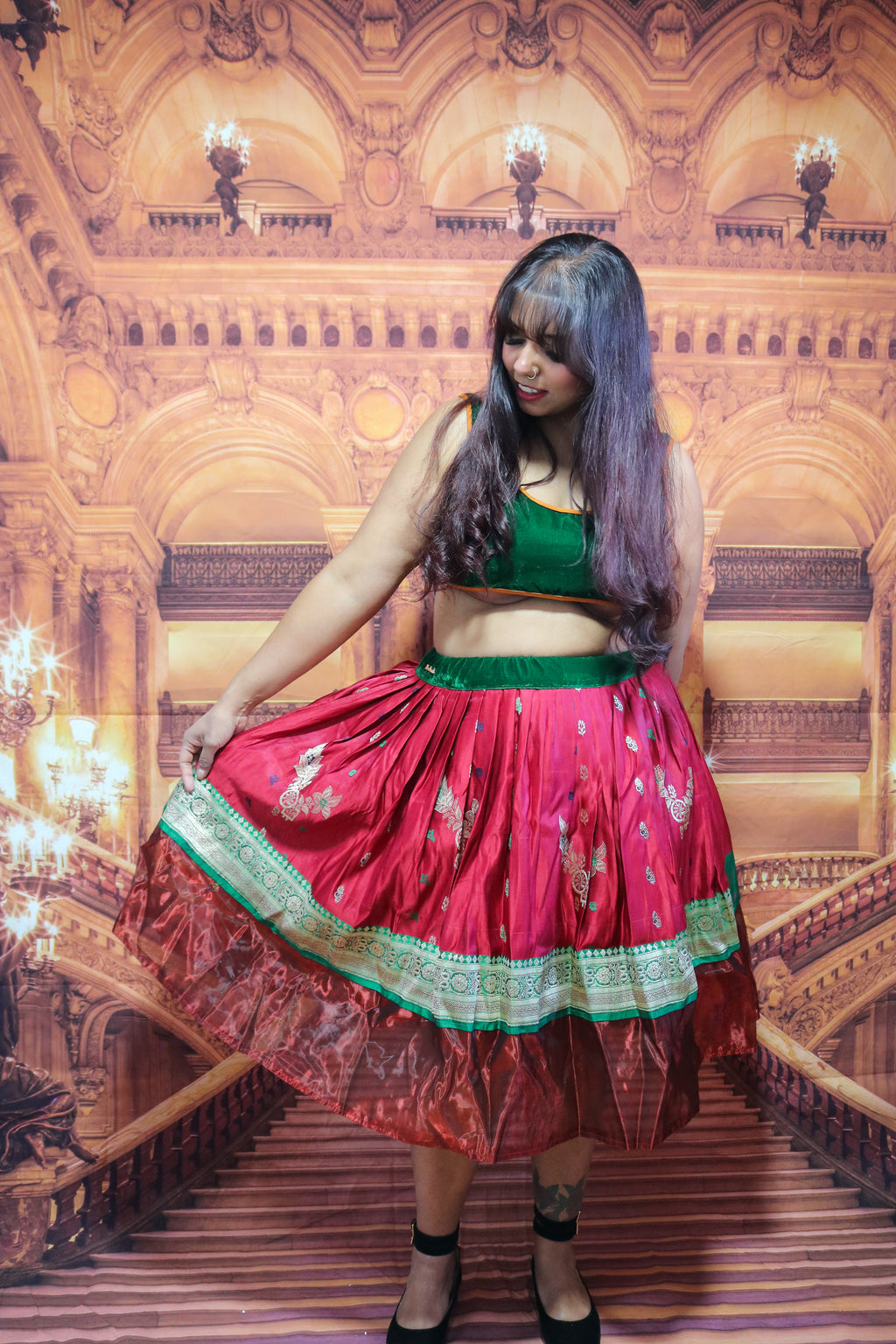 “Maharani’s Scarlet Forest” Midi Co-ord Set