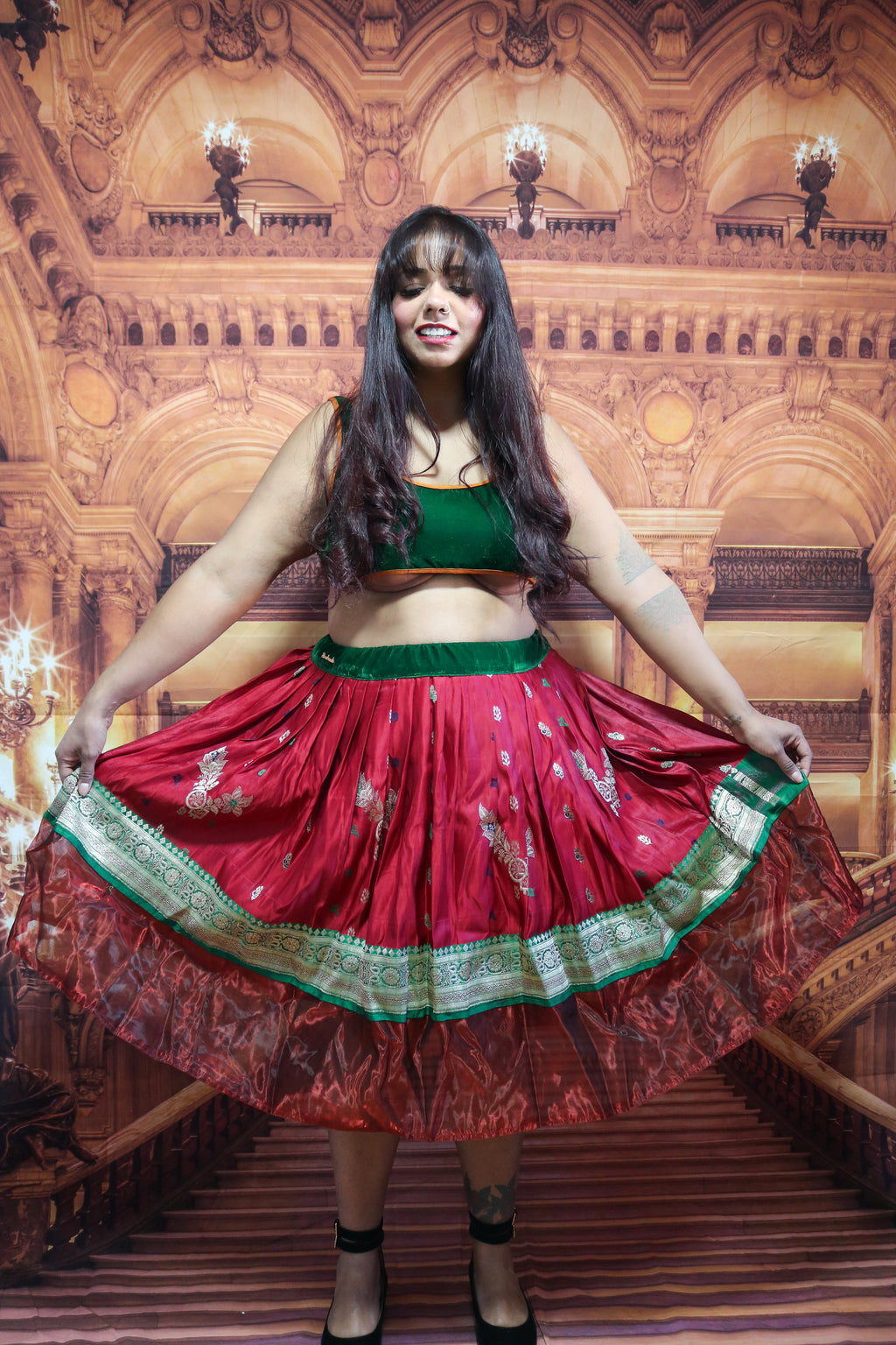 “Maharani’s Scarlet Forest” Midi Co-ord Set