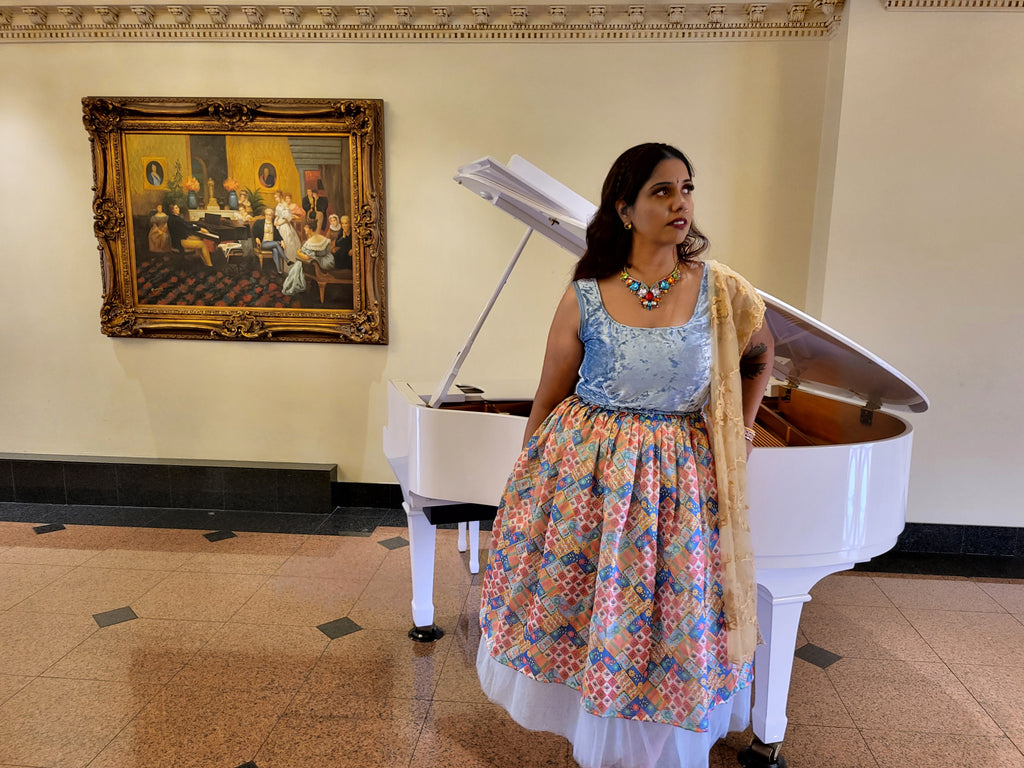 Pastel Goddess Blue Velvet Knee Length Dress