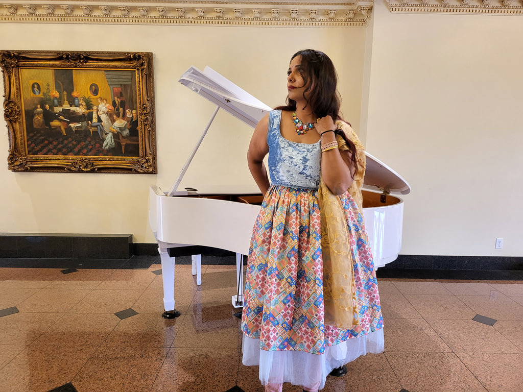 Pastel Goddess Blue Velvet Knee Length Dress