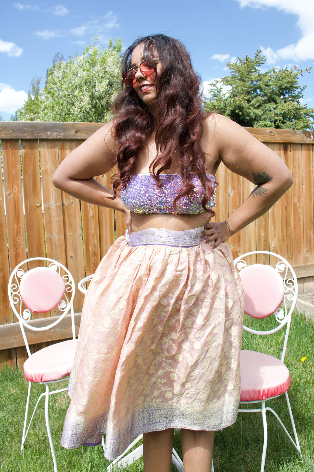 Lavender Fig Twirl Tales Midi Skirt