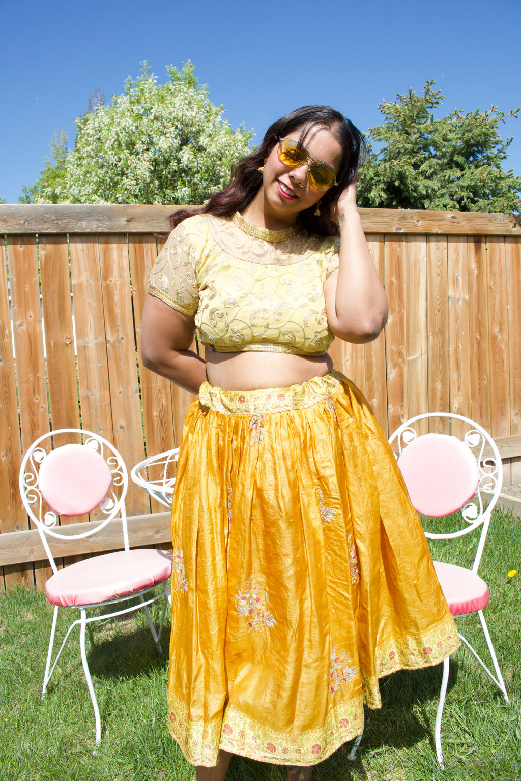 Turmeric Twirl Tales Midi Skirt