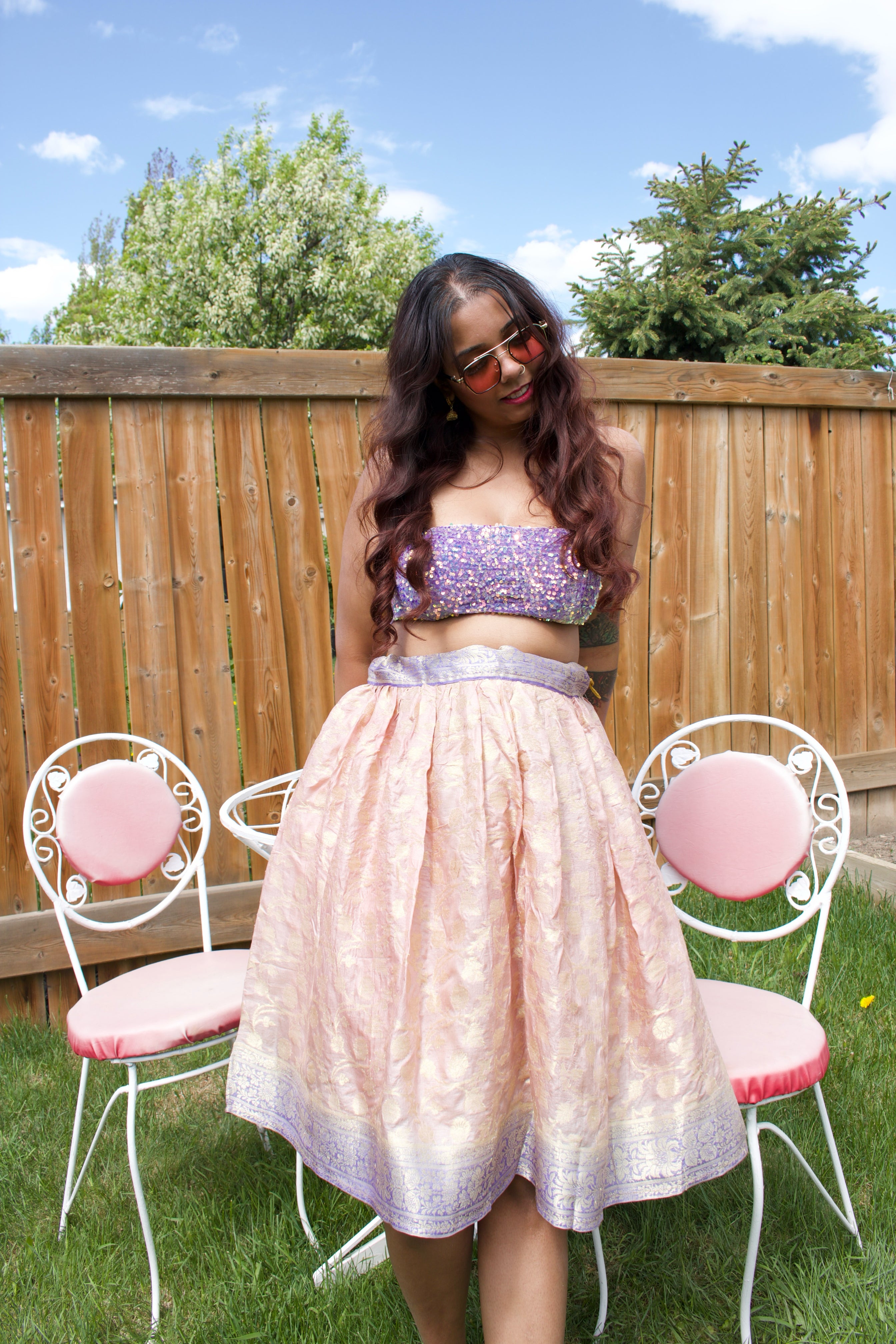Lavender Fig Twirl Tales Midi Skirt
