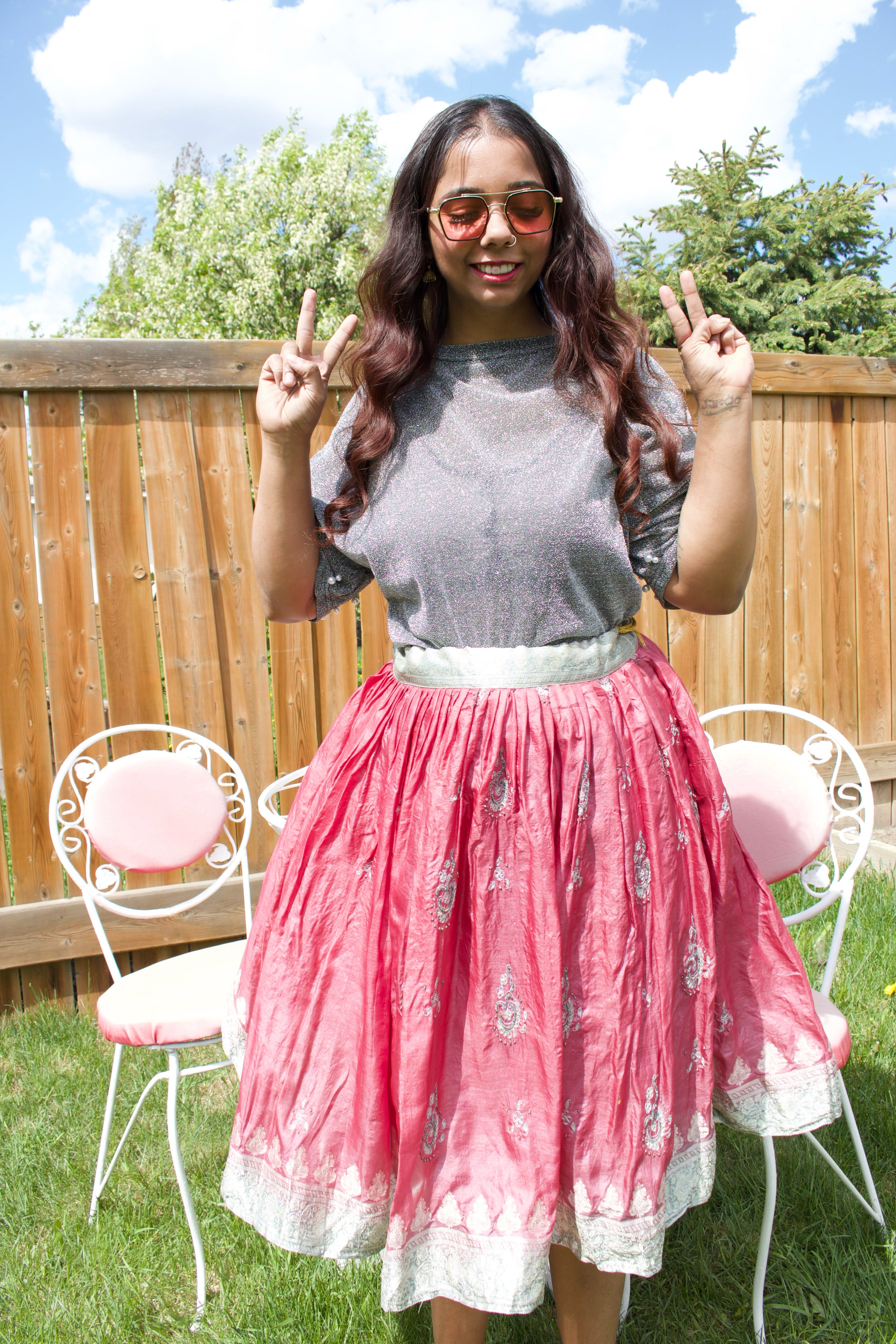 Pomegranate Twirl Tales Midi Skirt