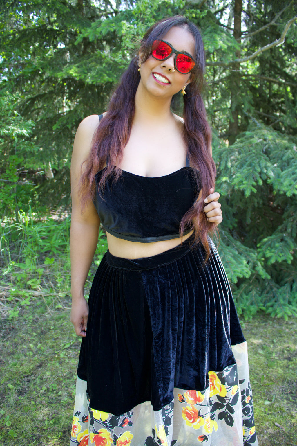 The Eclipse Blossom Velvet Lehenga Skirt ONLY