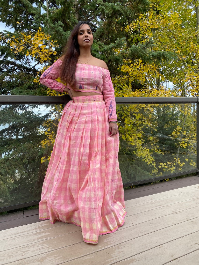 Plaid in the Pink Lehenga Set