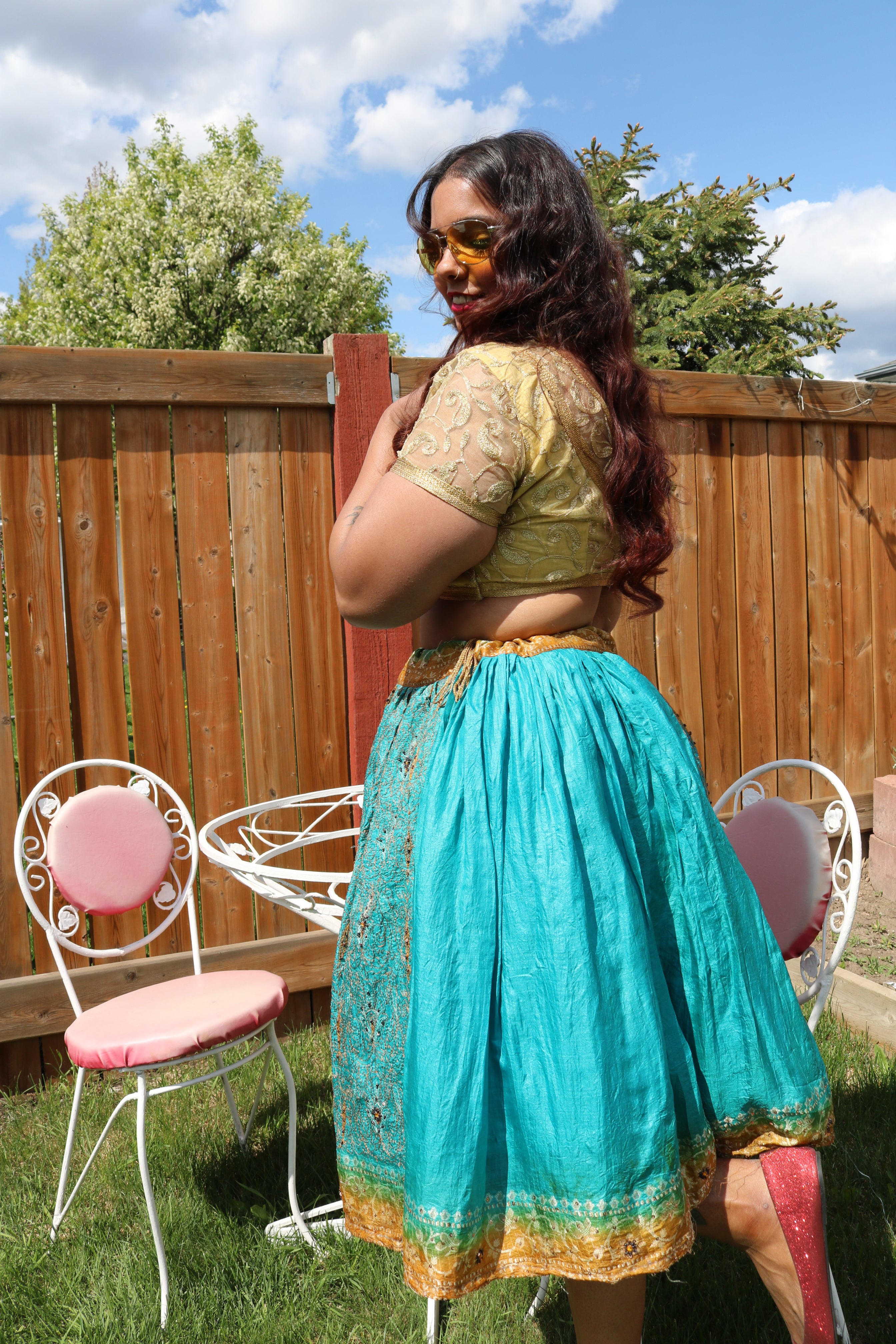 Minty Twirl Tales Midi Skirt