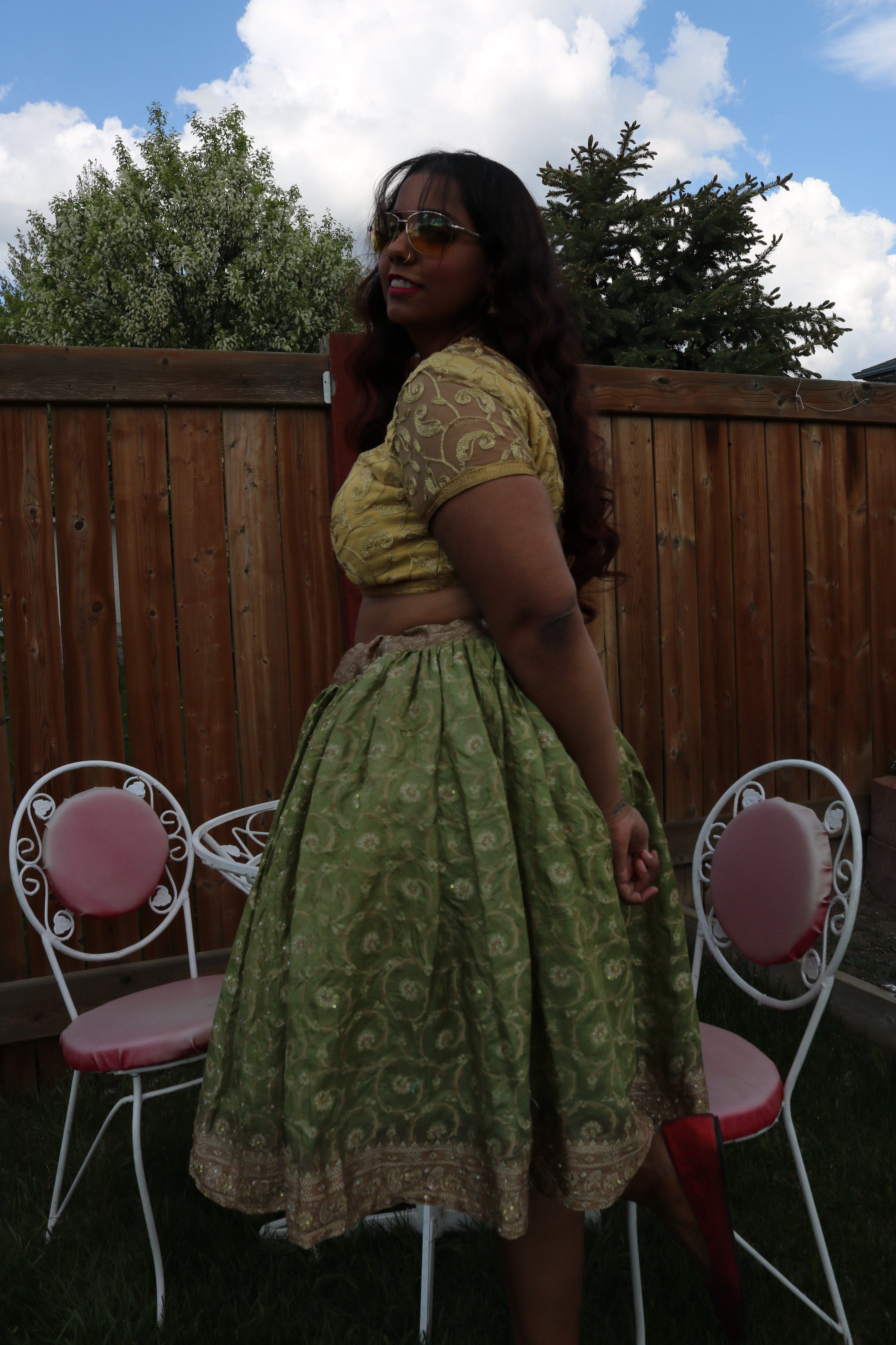 Pistachio Twirl Tales Midi Skirt