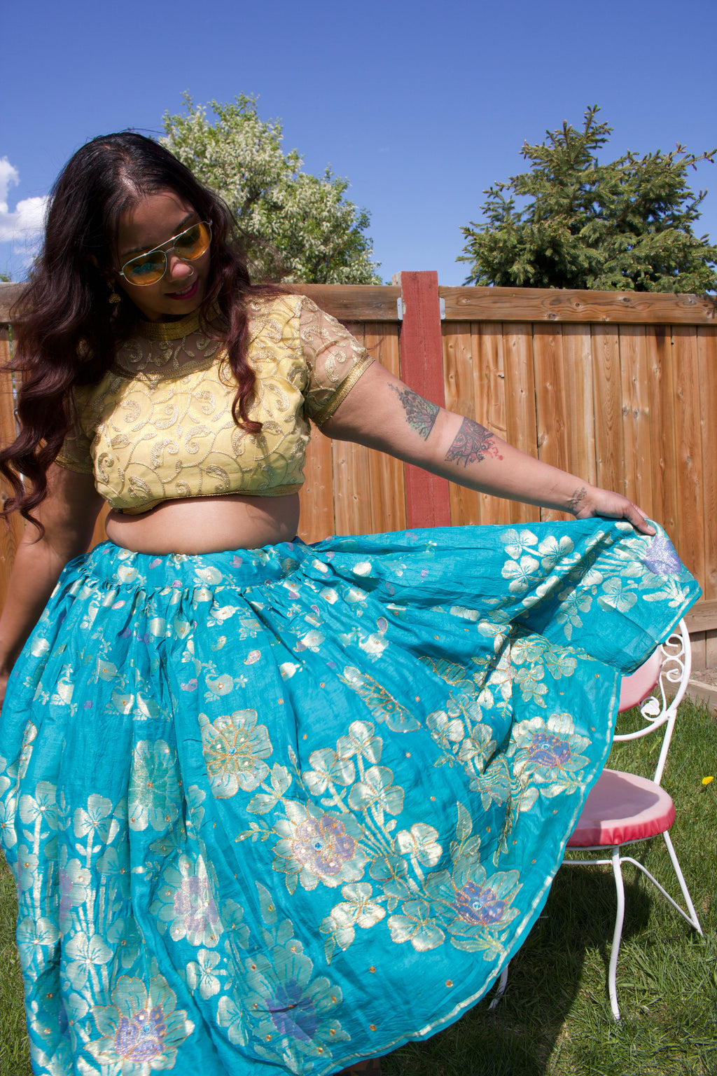 River Petals Twirl Tales Midi Skirt